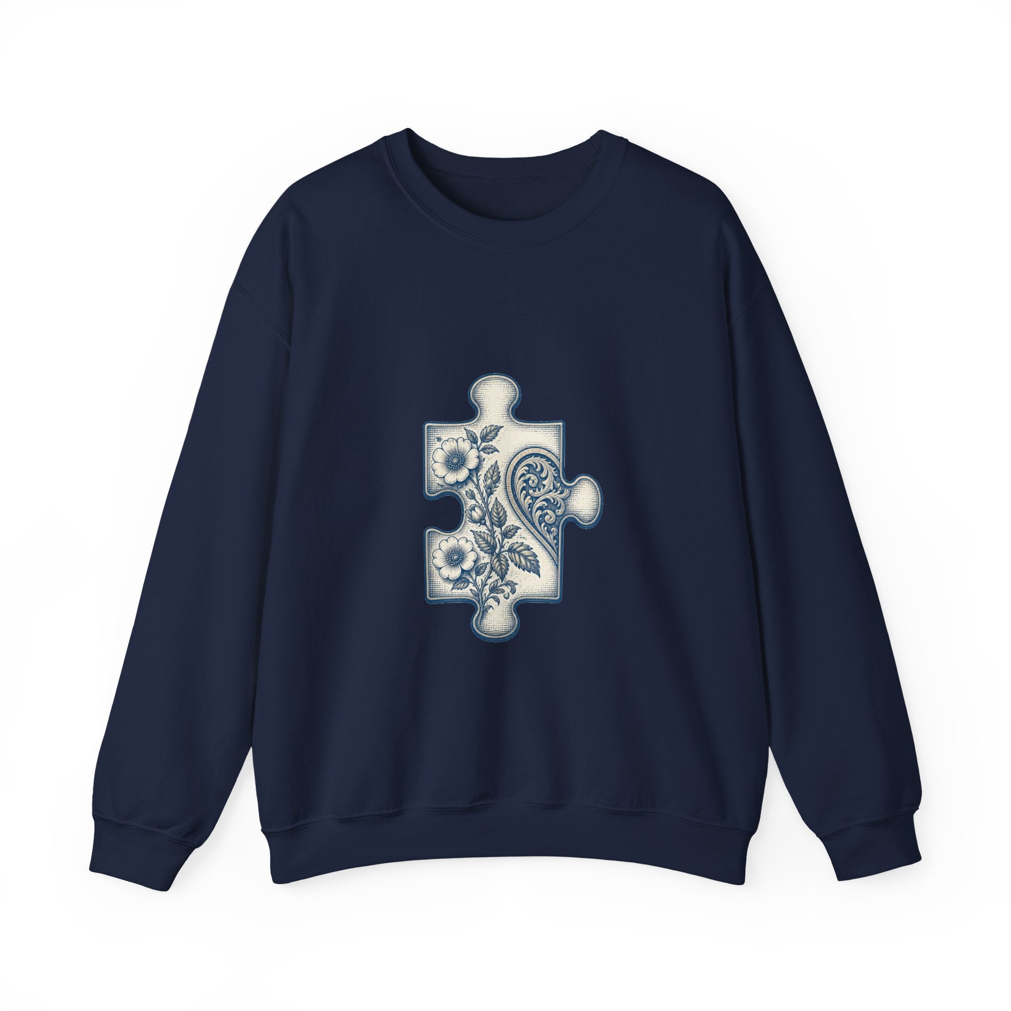 Matching Couple Sweatshirt - Puzzle Pieces Matching Couple Comfort Colors Crew Vintage Art His Hers Honeymoon Gift - Design A