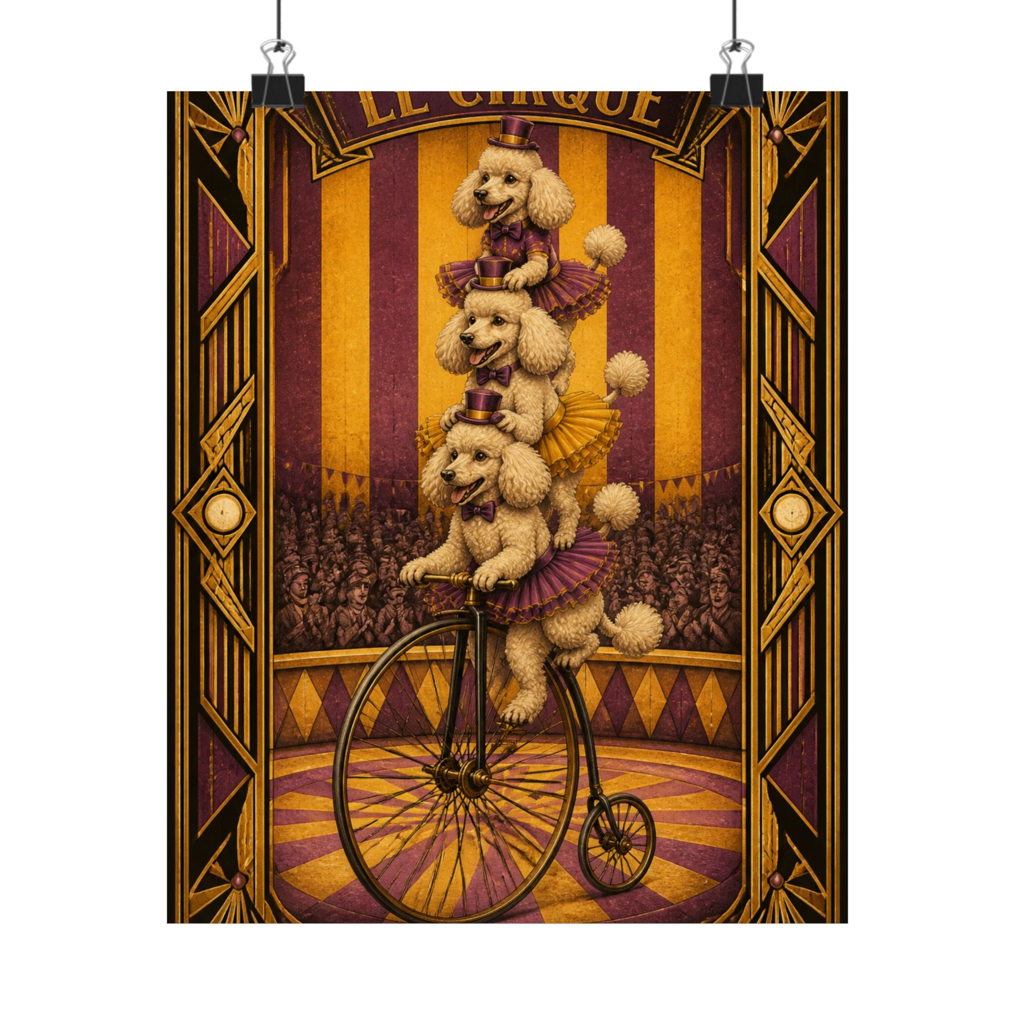 Poodle Stack Bicycle Wall Art Poster 18×24 Art Deco Entryway Decor Maximalist Print
