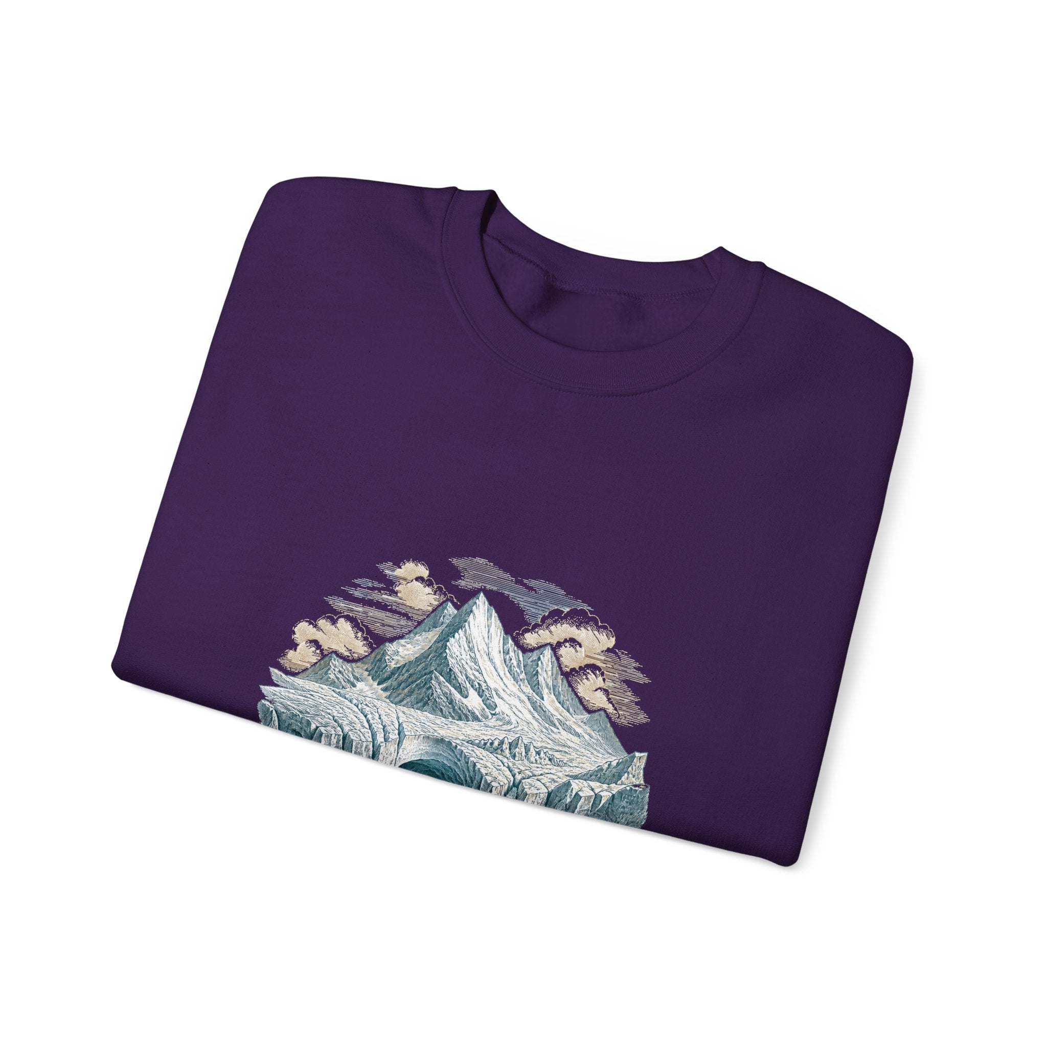 Matching Couple Sweatshirt - Volcano & Glacier Matching Couple Premium Fleece Sweatshirt Vintage Art His Hers Honeymoon Gift - Design B