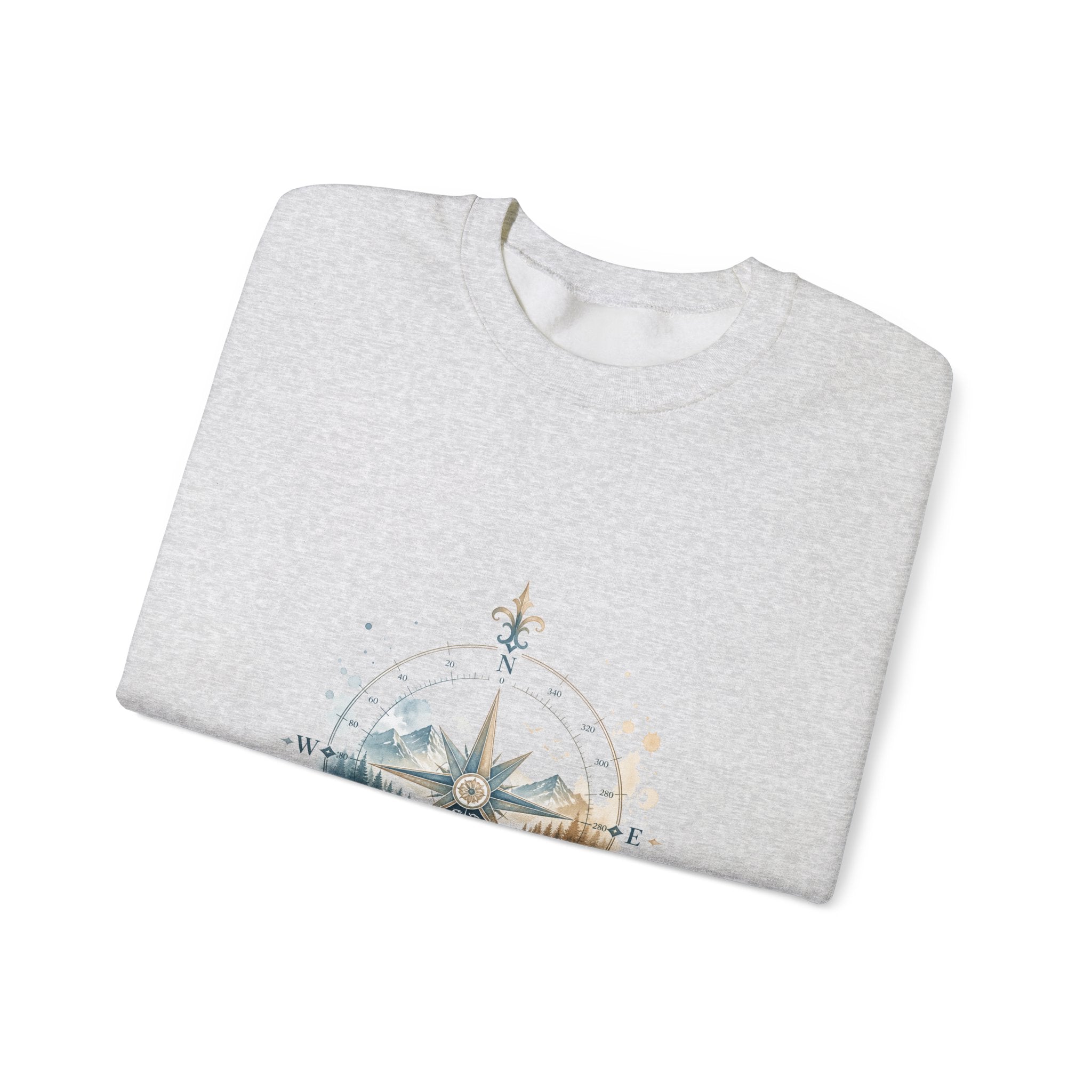Matching Couple Sweatshirt - Compass North & South Matching Couple Crewneck Sweatshirt Watercolor Art His Hers Engagement Gift - Design B