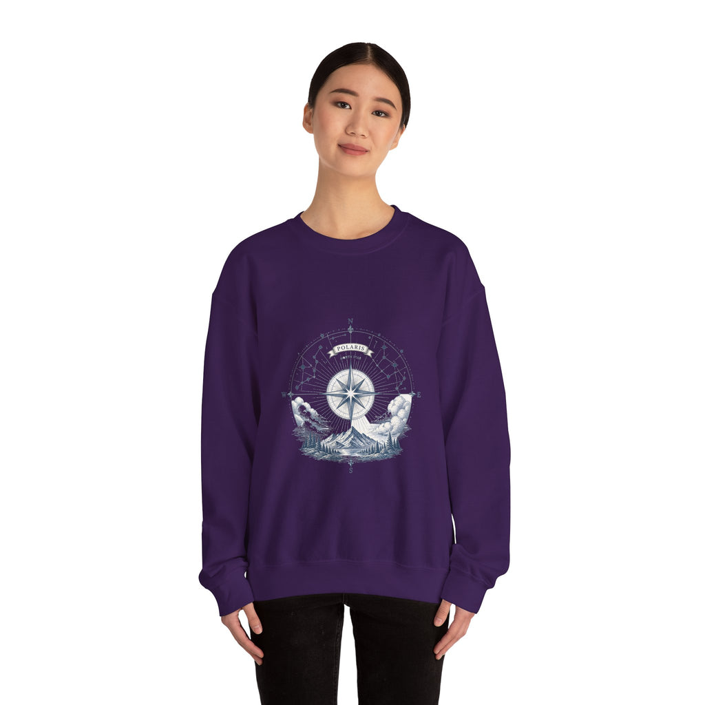 Matching Couple Sweatshirt - Shooting Star & North Star Matching Couple Crewneck Sweatshirt Vintage Art His Hers Wedding Gift - Design B