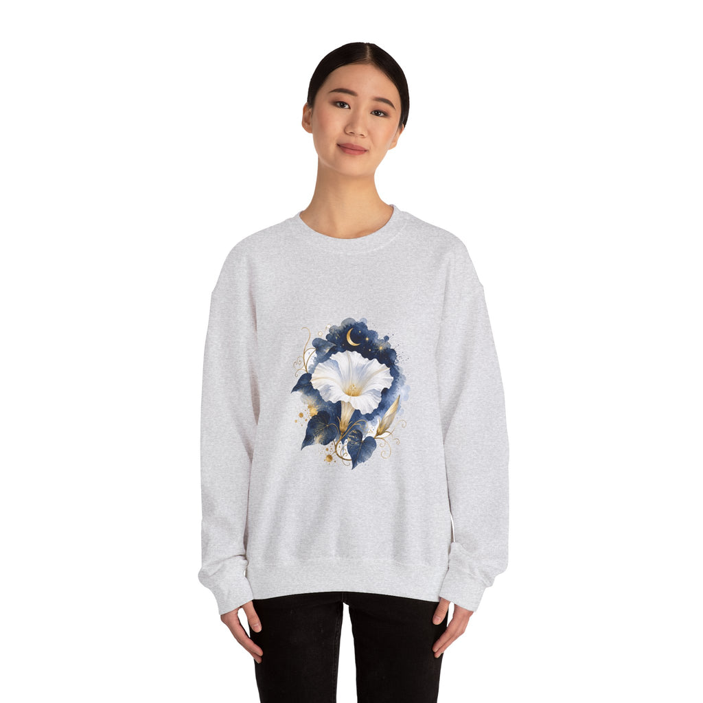 Matching Couple Sweatshirt - Sunflower & Moonflower Matching Couple Premium Fleece Sweatshirt Watercolor Art His Hers Birthday Gift - Design B