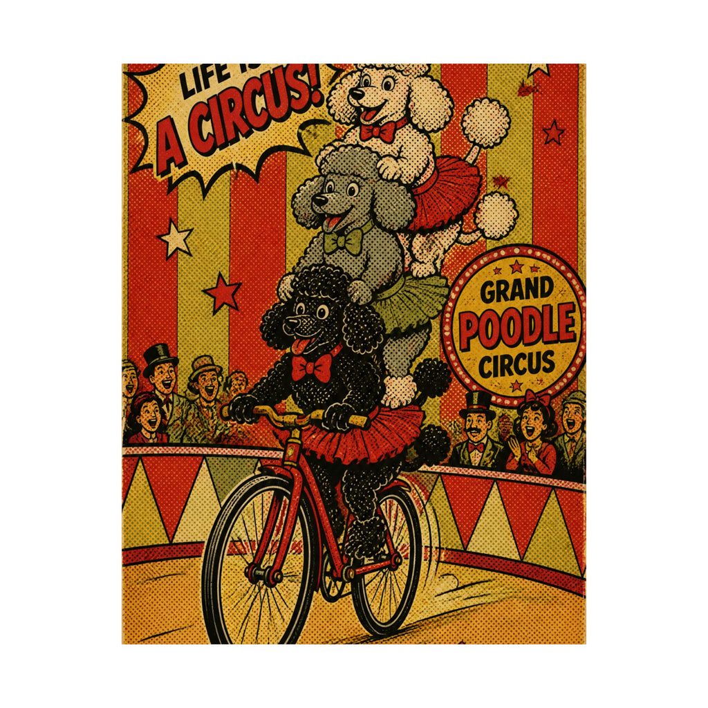 Poodle Stack Bicycle Wall Art Poster 24×36 Pop Art Restaurant Decor Maximalist Print