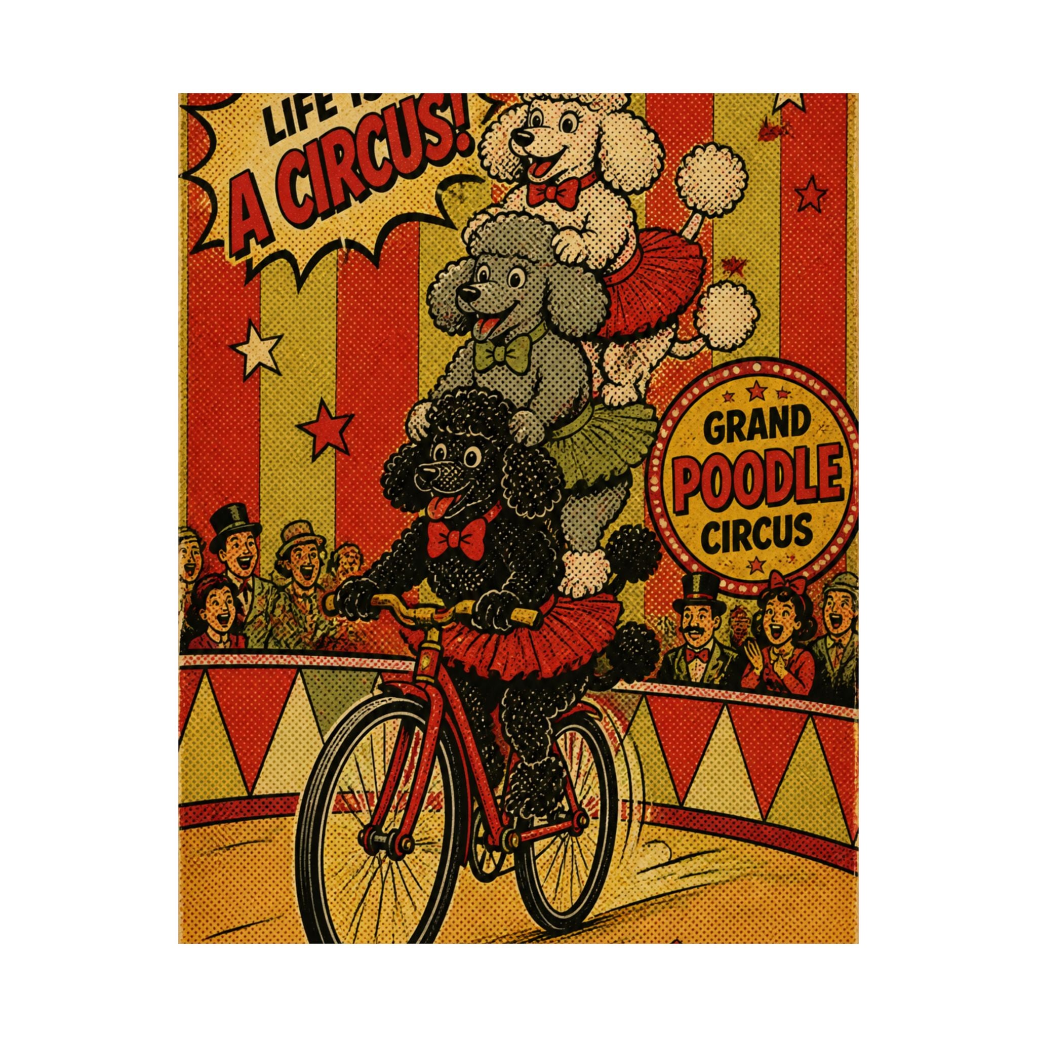 Poodle Stack Bicycle Wall Art Poster 24×36 Pop Art Restaurant Decor Maximalist Print