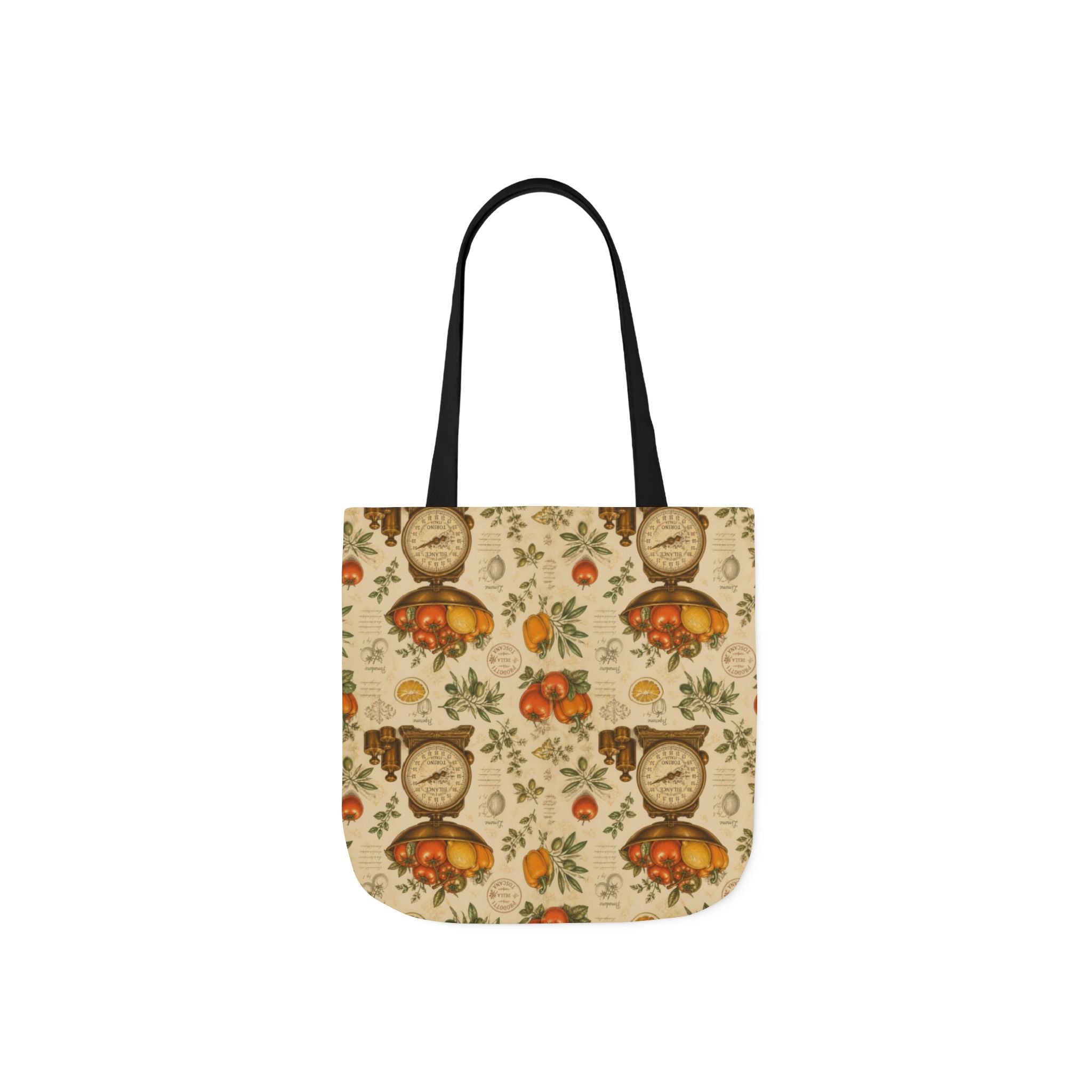 Vintage Kitchen Scale Canvas Tote Bag Mediterranean Kitchen Botanical Design Italian Cottagecore Gift