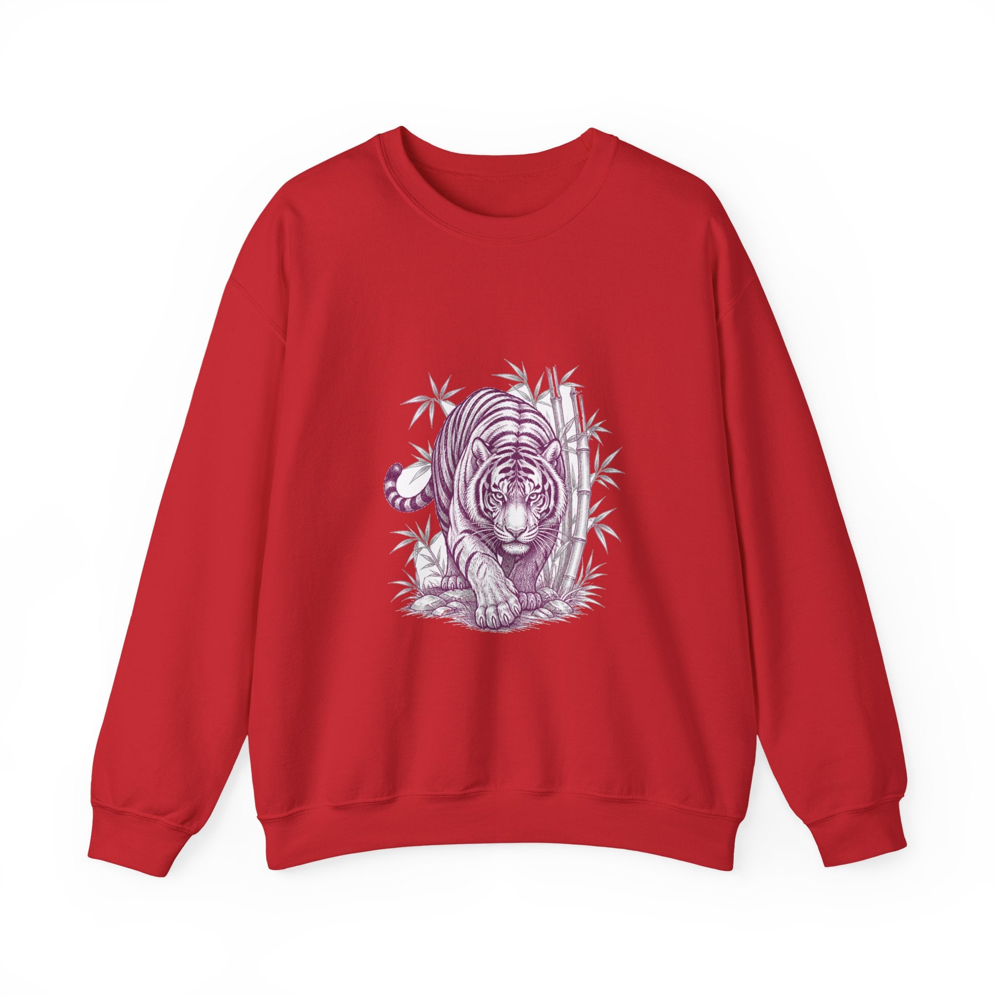 Matching Couple Sweatshirt - Tiger & Crane Matching Couple Crewneck Sweatshirt Hand-Drawn Art His Hers Best Friend Gift - Design A