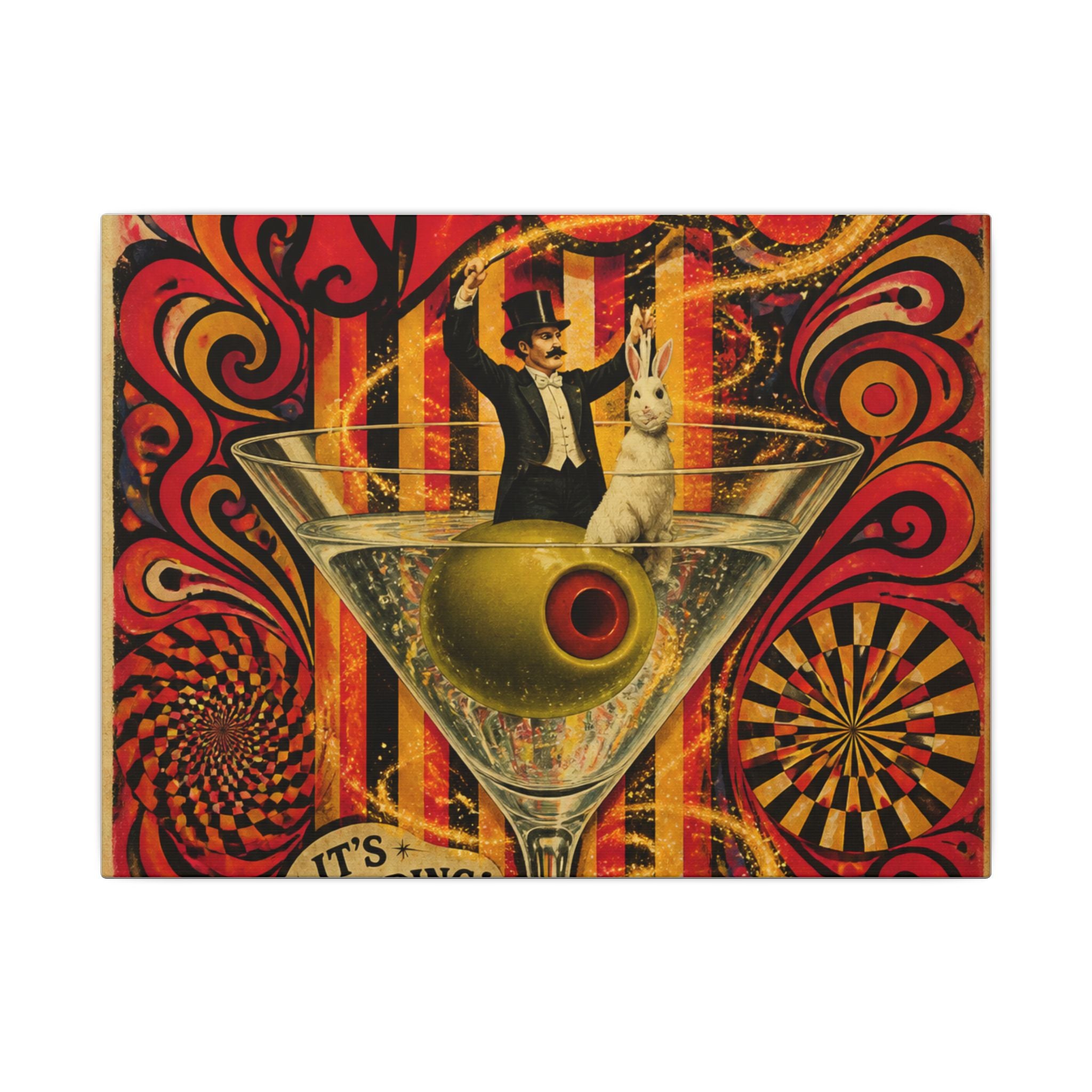 Martini Magician Wall Art Canvas 16×20 Psychedelic Cafe Decor Maximalist Print