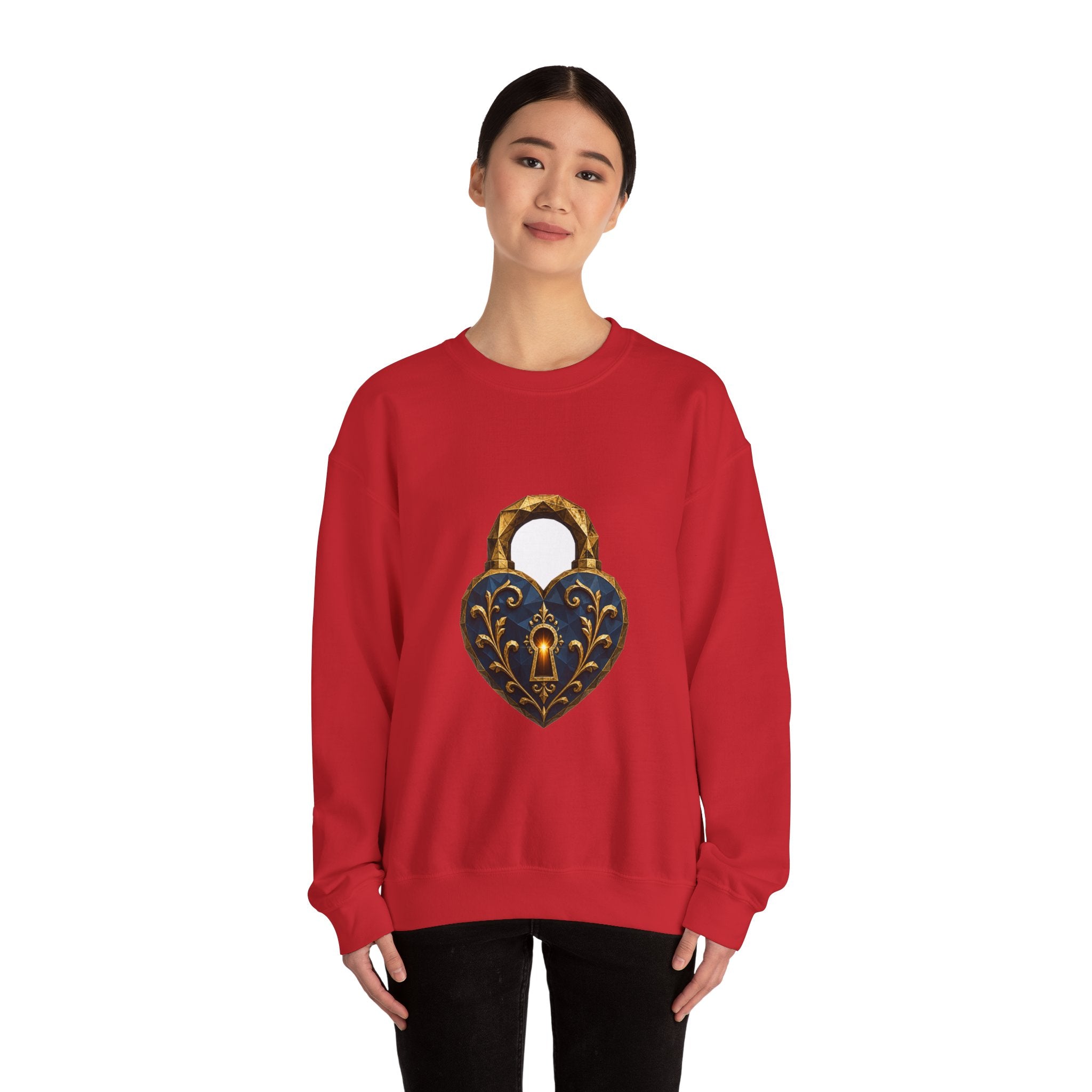 Matching Couple Sweatshirt - Key & Lock Matching Couple Premium Fleece Sweatshirt Geometric Art His Hers Love Gift - Design B