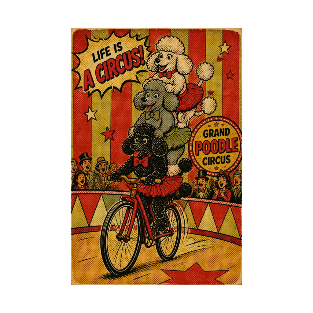 Poodle Stack Bicycle Wall Art Poster 24×36 Pop Art Restaurant Decor Maximalist Print
