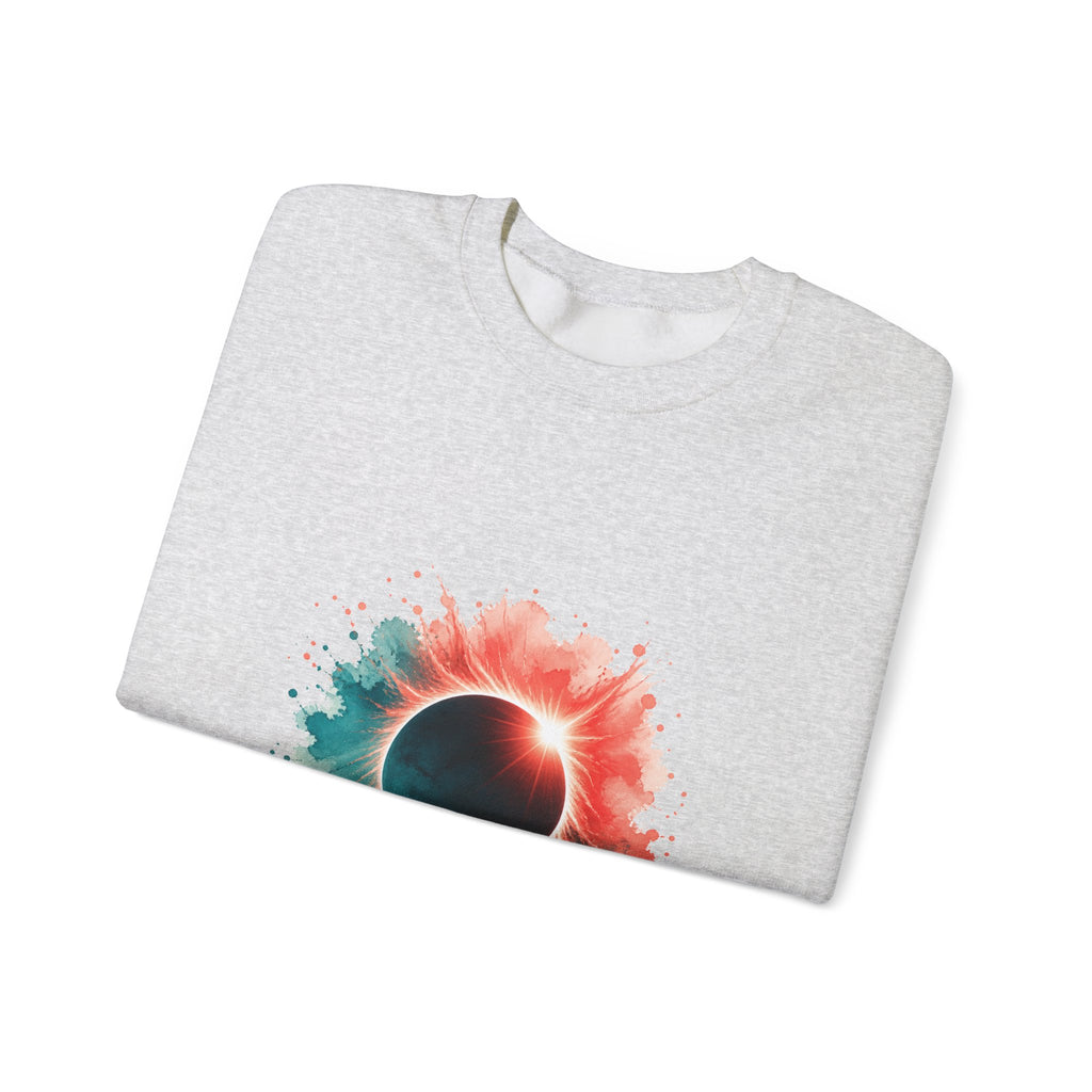 Matching Couple Sweatshirt - Solar & Lunar Eclipse Matching Couple Crewneck Sweatshirt Watercolor Art His Hers Engagement Gift - Design A