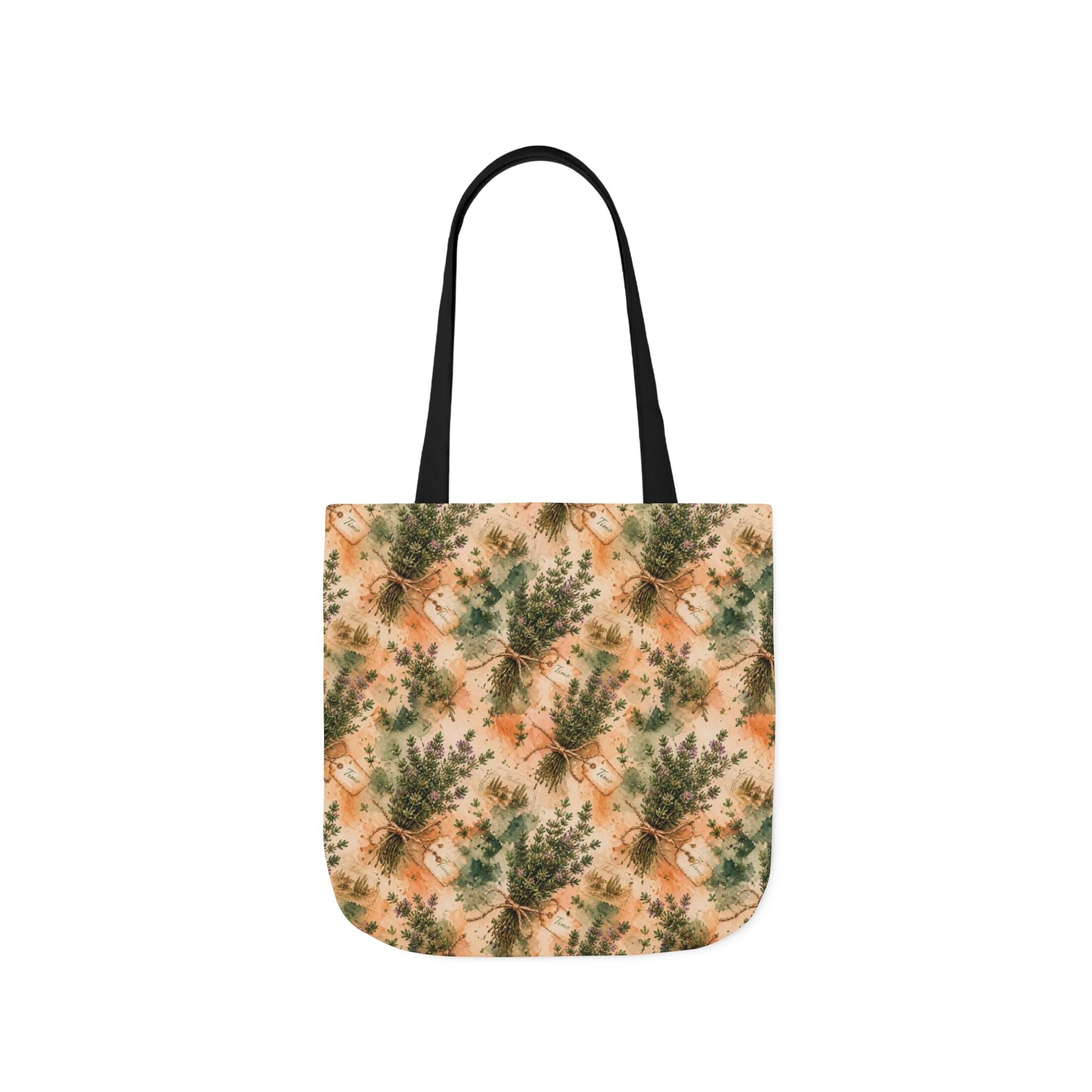 Thyme Bundles Canvas Tote Bag Mediterranean Kitchen Watercolor Splash Design Italian Cottagecore Gift