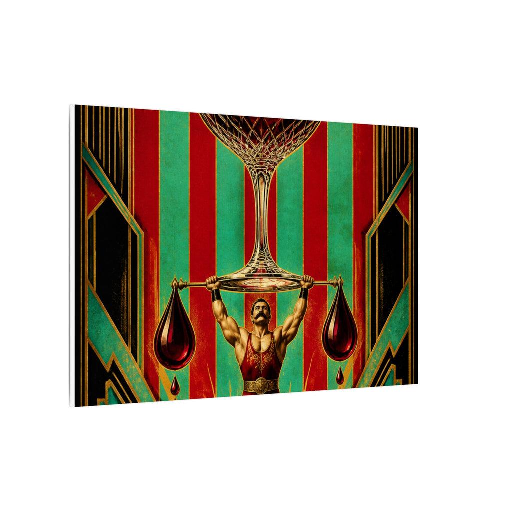 Wine Glass Strongman Wall Art Canvas 24×36 Art Deco Bar Area Decor Maximalist Print
