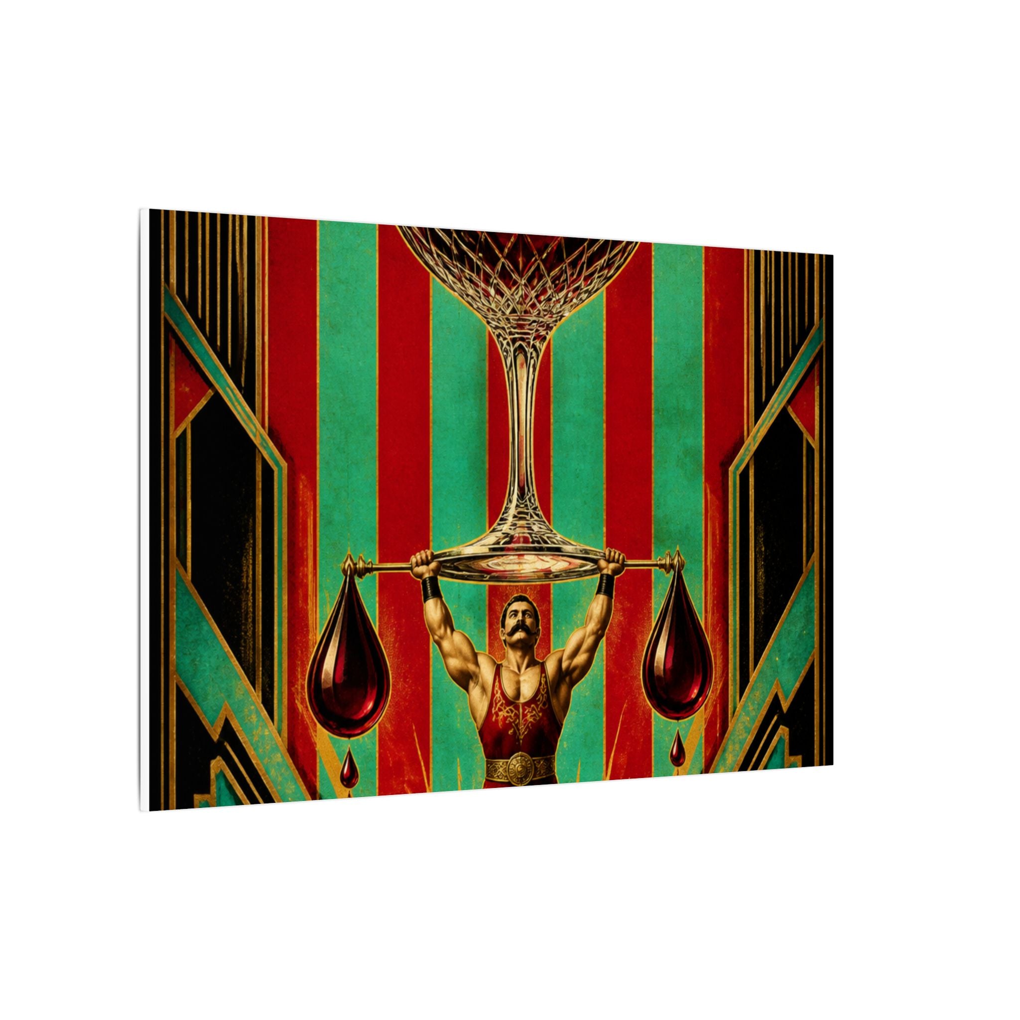 Wine Glass Strongman Wall Art Canvas 24×36 Art Deco Bar Area Decor Maximalist Print