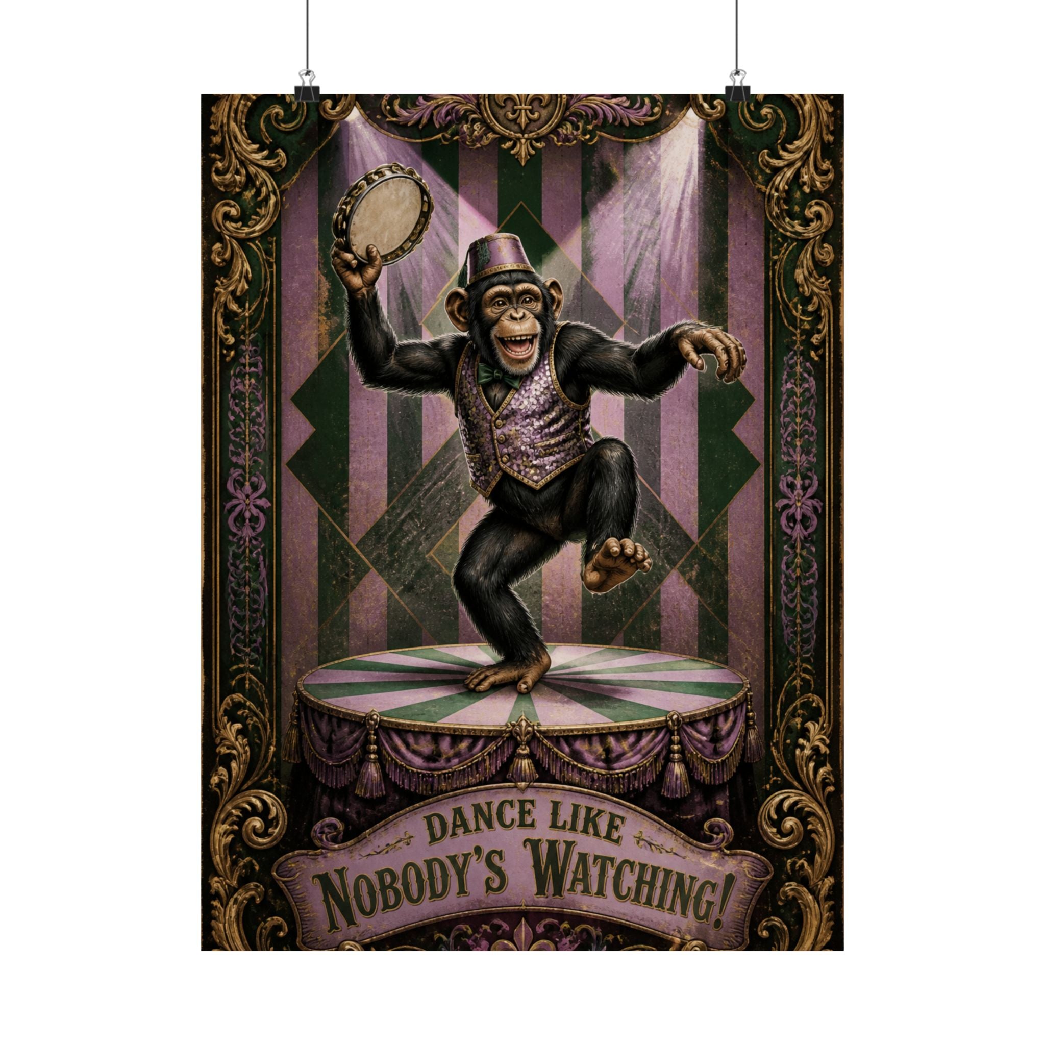 Dancing Monkey Wall Art Poster 18×24 Baroque Home Office Decor Maximalist Print
