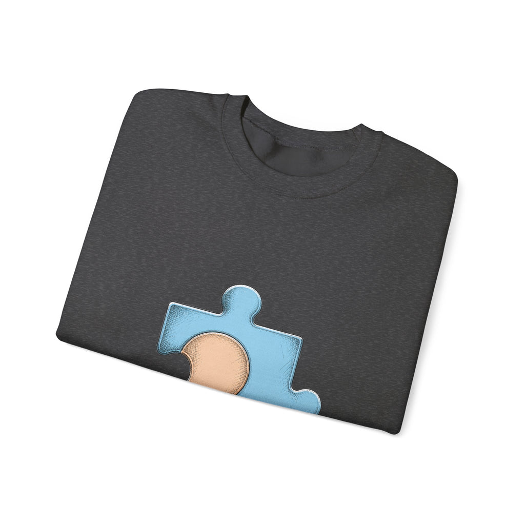 Matching Couple Sweatshirt - Puzzle Pieces Matching Couple Crewneck Sweatshirt Hand-Drawn Art His Hers Best Friend Gift - Design B