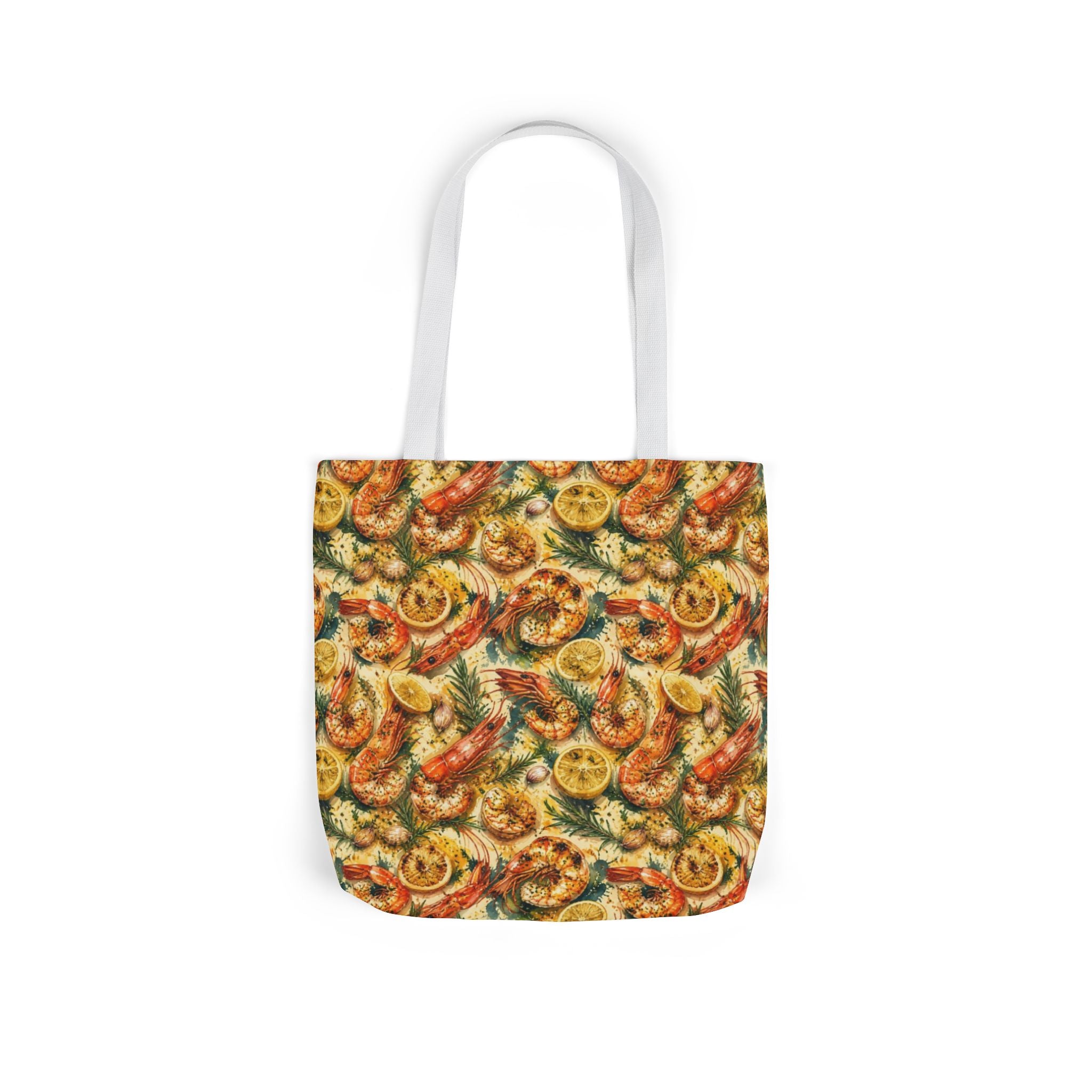 Mediterranean Shrimp Canvas Tote Bag Mediterranean Kitchen Watercolor Splash Design Italian Cottagecore Gift