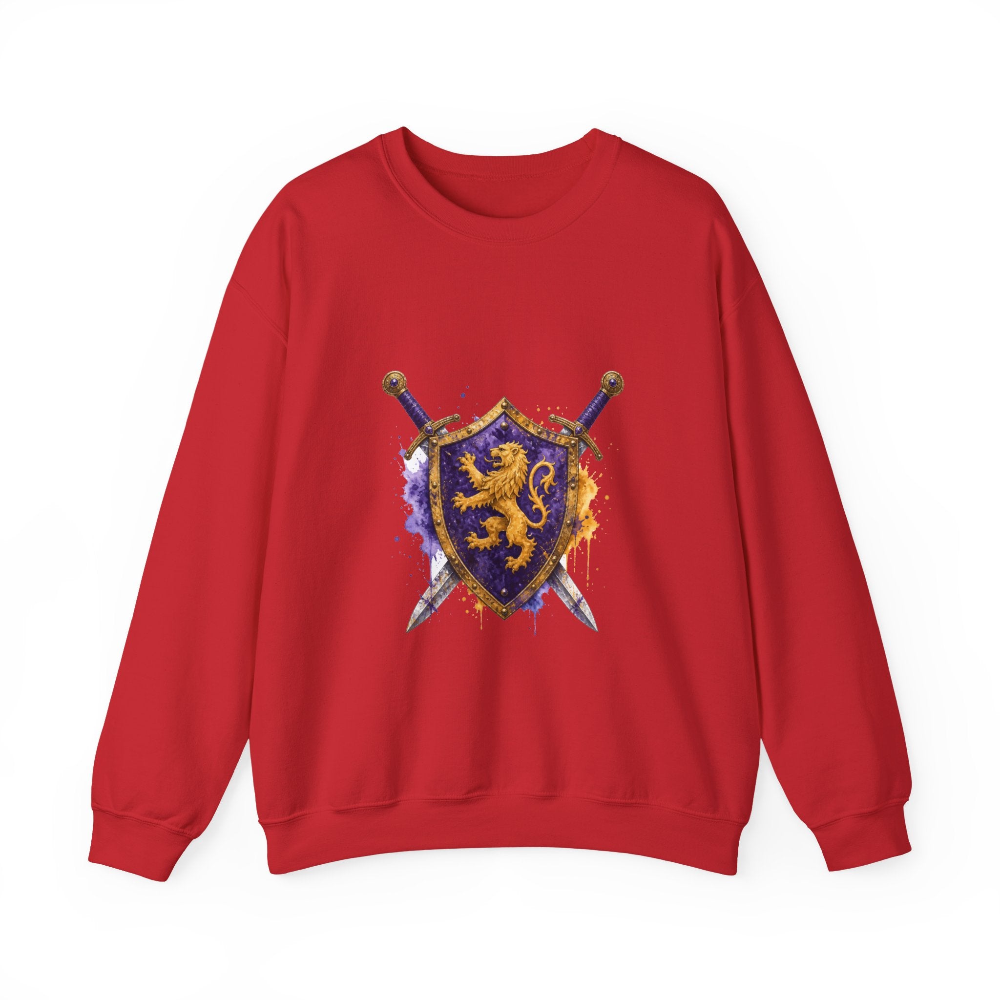 Matching Couple Sweatshirt - Crown & Shield Matching Couple Premium Fleece Sweatshirt Watercolor Art His Hers Birthday Gift - Design B