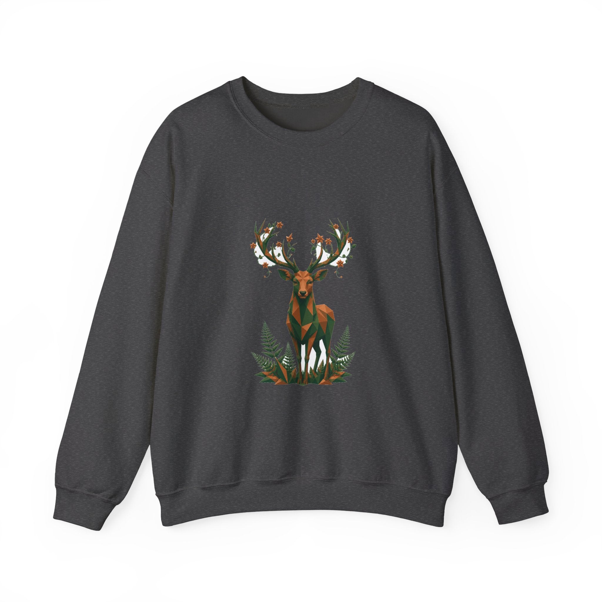 Matching Couple Sweatshirt - Bear & Deer Matching Couple Crewneck Sweatshirt Geometric Art His Hers Couple Gift - Design B