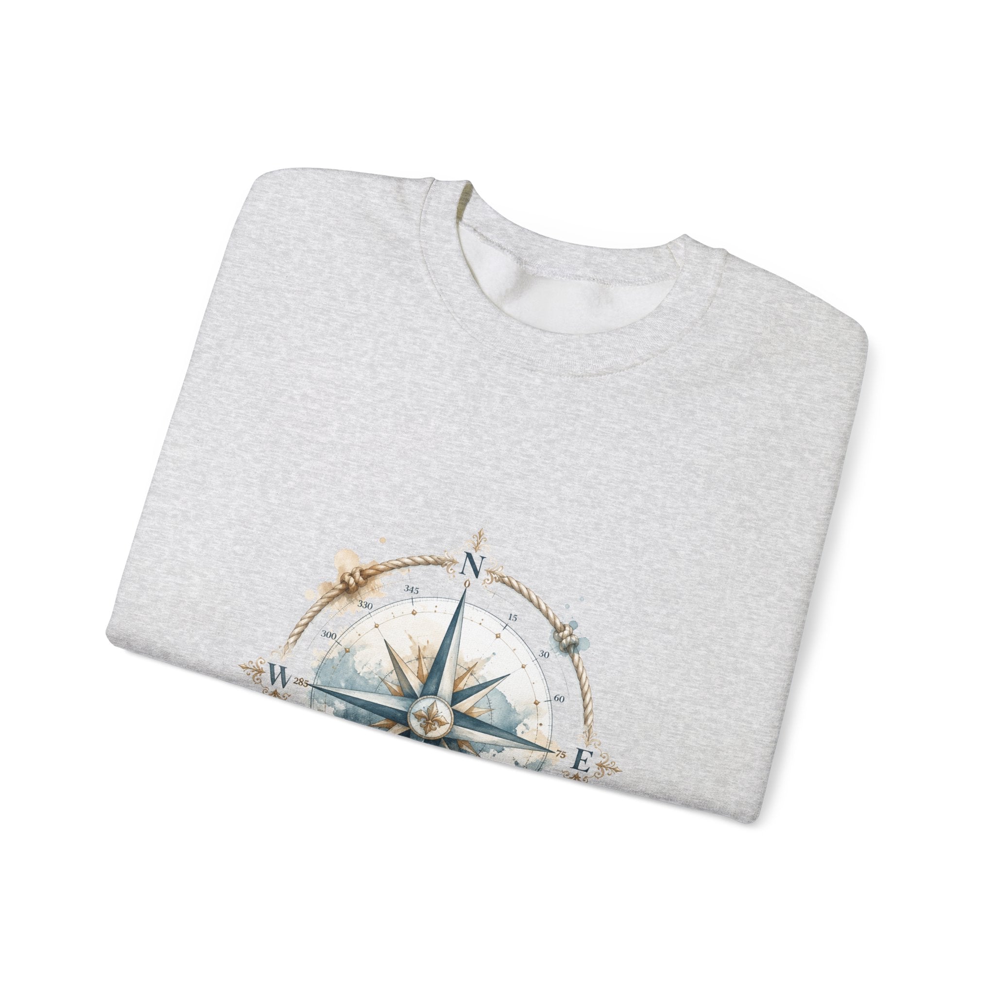 Matching Couple Sweatshirt - Compass North & South Matching Couple Crewneck Sweatshirt Watercolor Art His Hers Engagement Gift - Design A