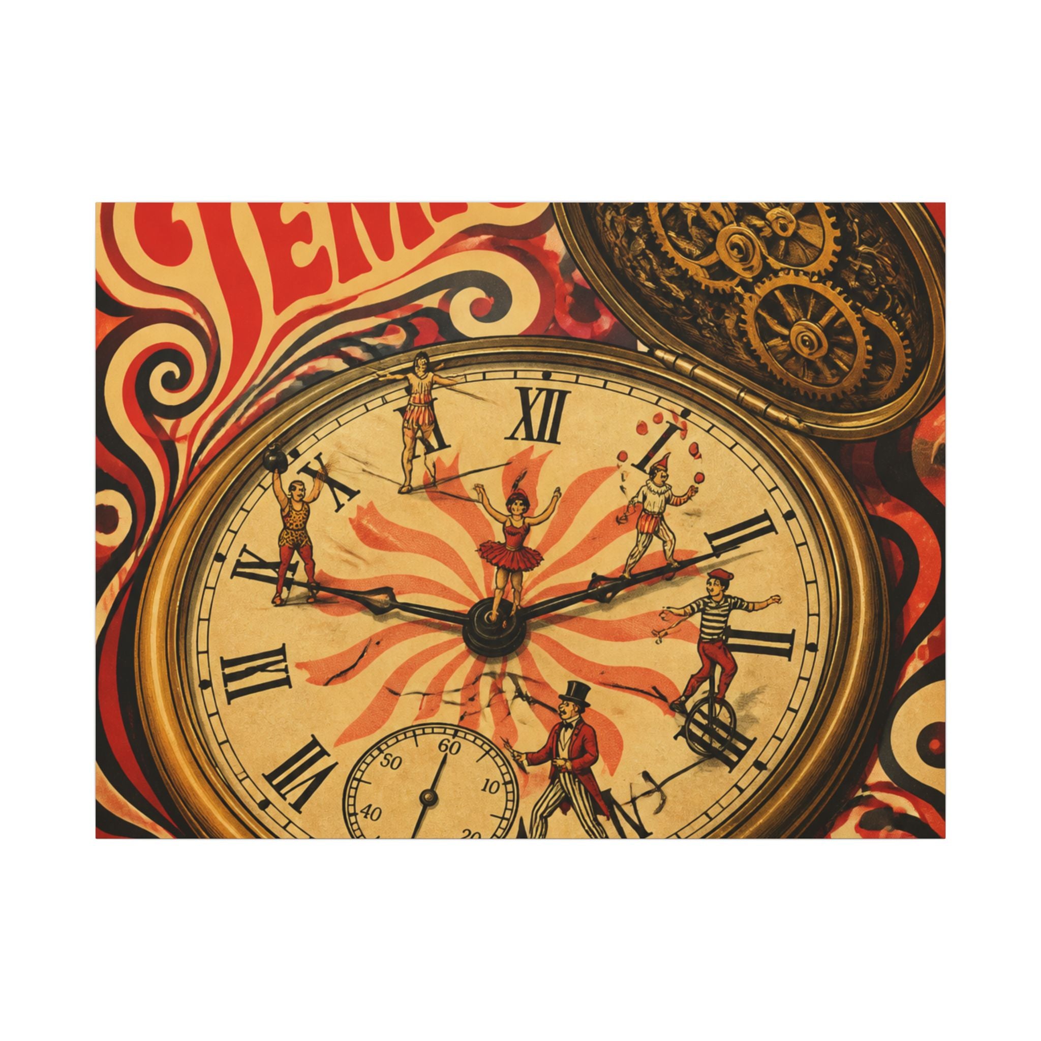 Pocket Watch Performers Wall Art Canvas 16×20 Psychedelic Cafe Decor Maximalist Print