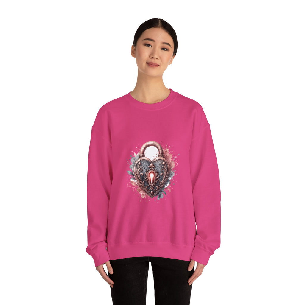 Matching Couple Sweatshirt - Key & Lock Matching Couple Comfort Colors Crew Watercolor Art His Hers Birthday Gift - Design B