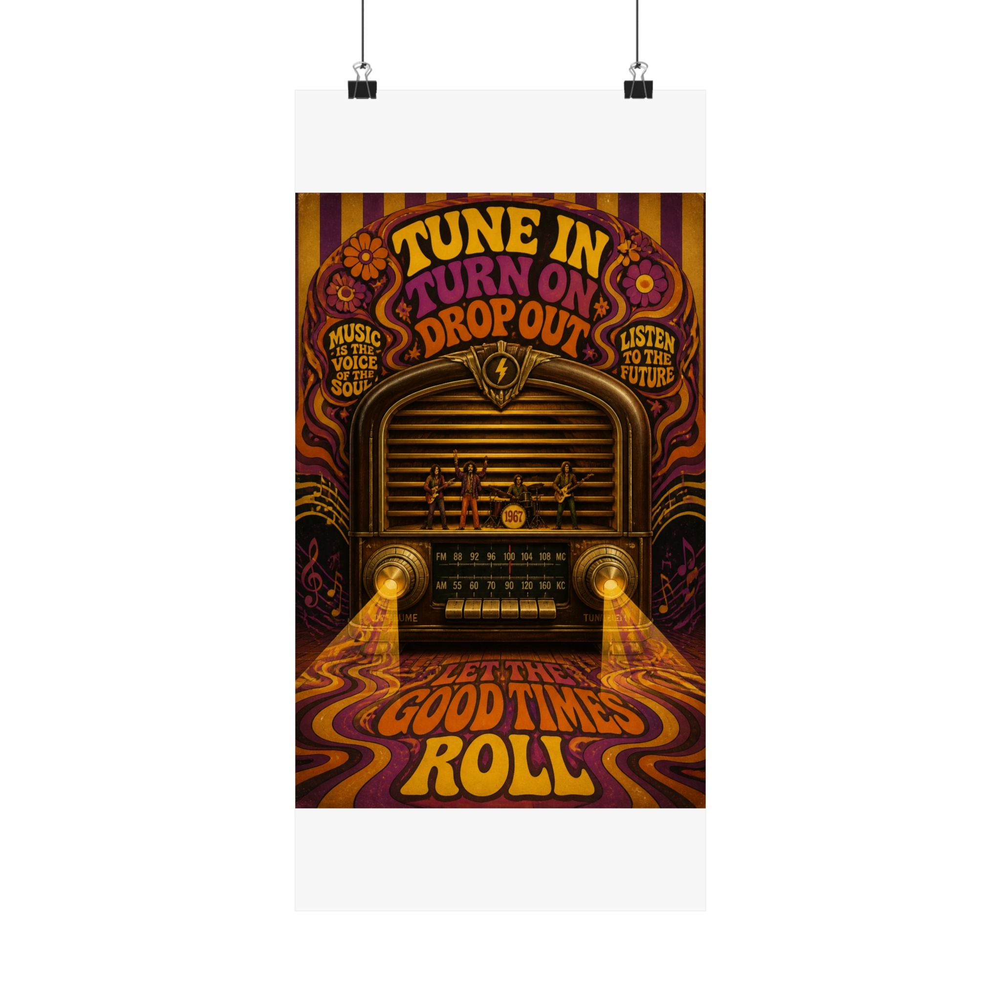 Vintage Radio Stage Wall Art Poster 18×24 Psychedelic Cafe Decor Maximalist Print