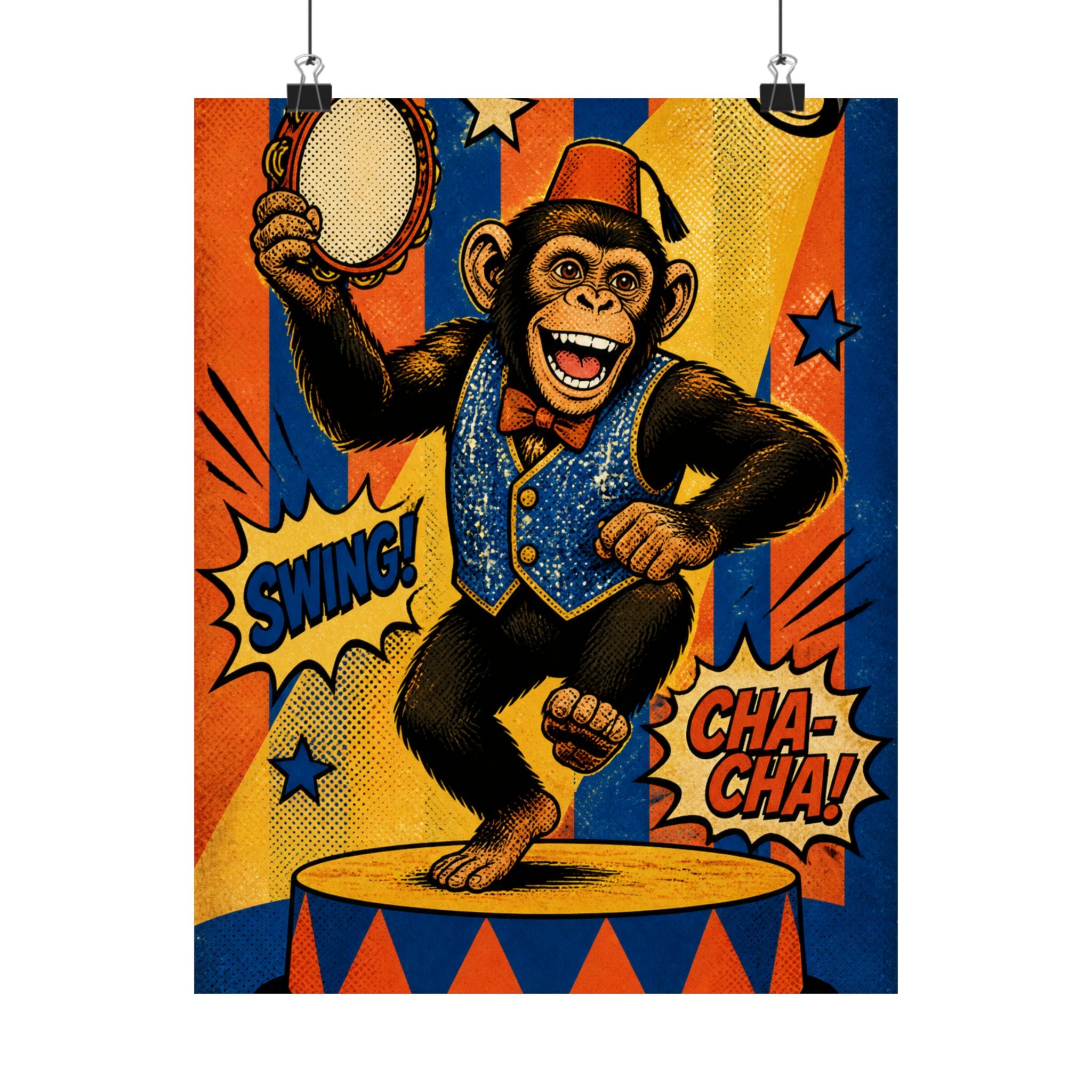 Dancing Monkey Wall Art Poster 18×24 Pop Art Living Room Decor Maximalist Print