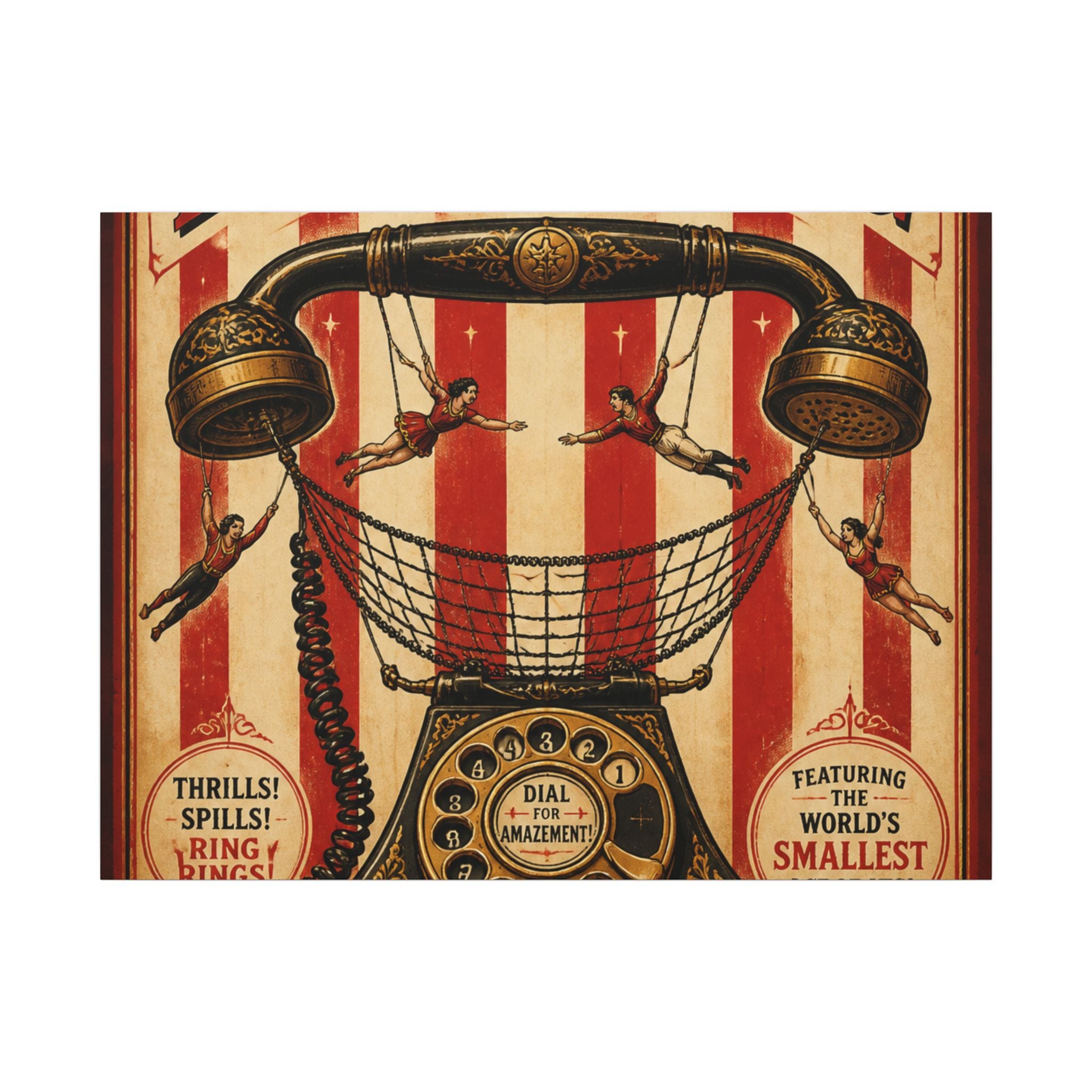 Vintage Telephone Booth Wall Art Canvas 16×20 Vintage Circus Kitchen Decor Maximalist Print