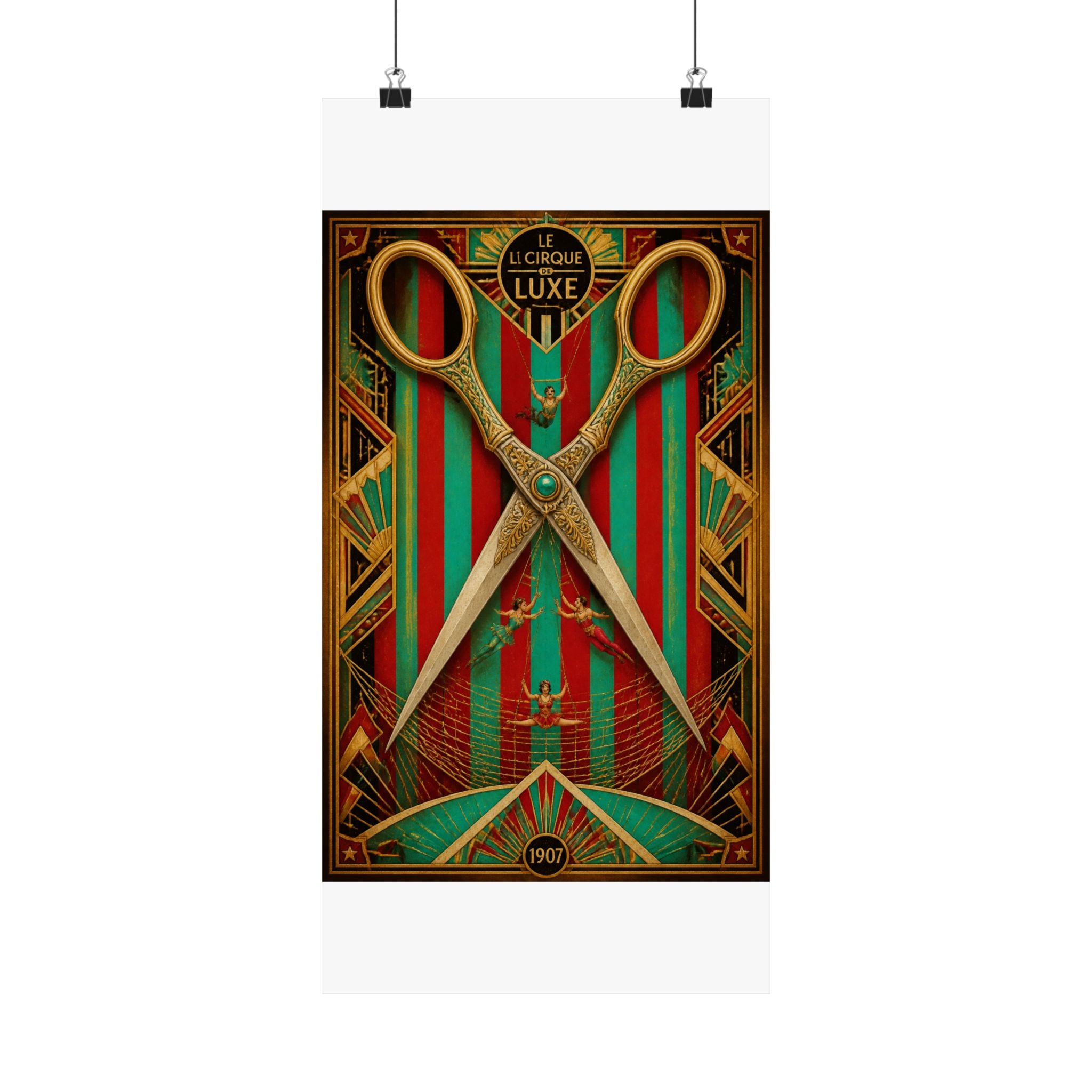 Giant Scissors Trapeze Wall Art Poster 24×36 Art Deco Bar Area Decor Maximalist Print