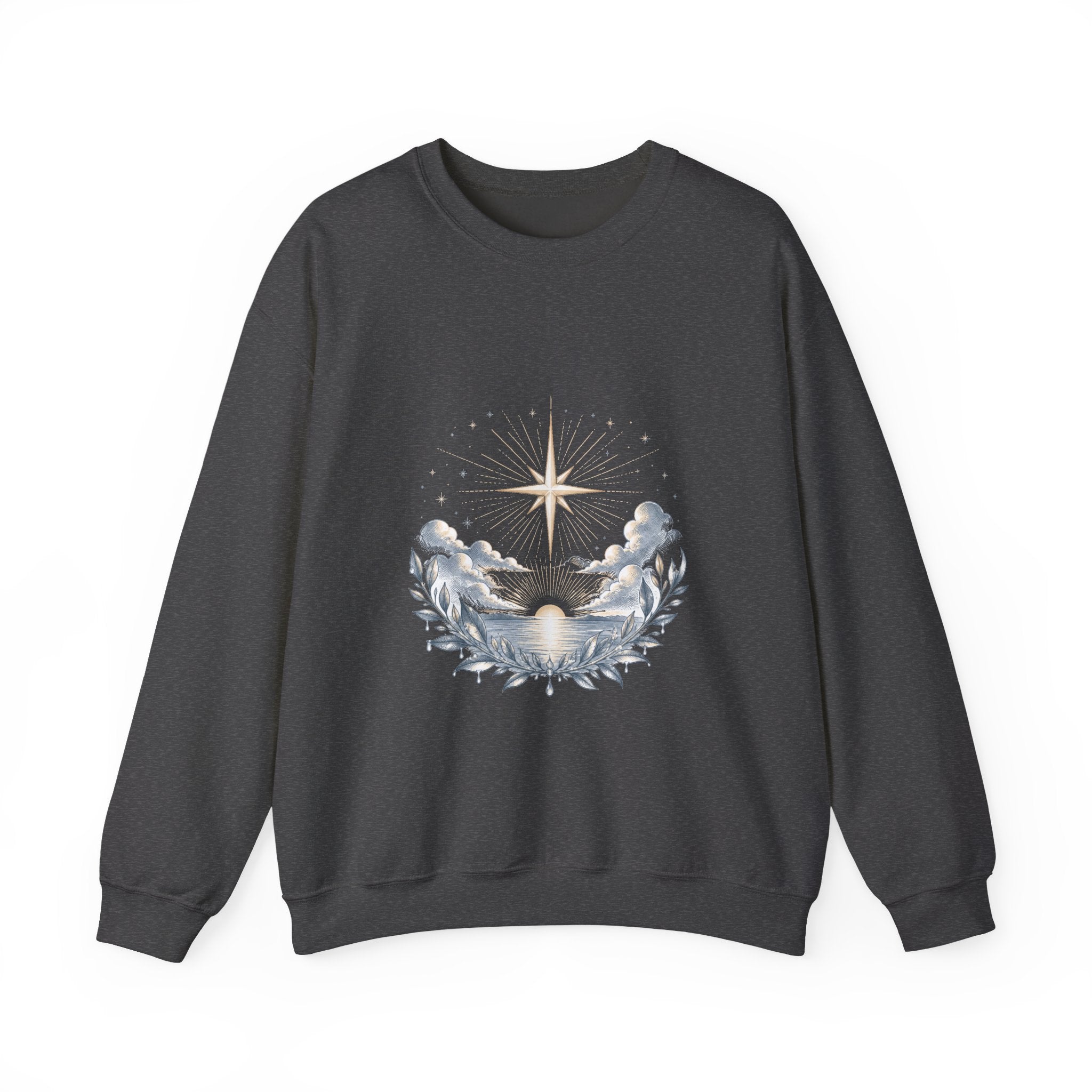 Matching Couple Sweatshirt - Evening & Morning Star Matching Couple Crewneck Sweatshirt Hand-Drawn Art His Hers Best Friend Gift - Design B