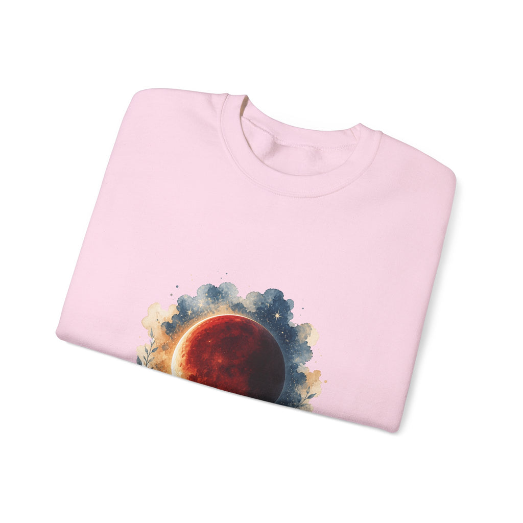 Matching Couple Sweatshirt - Solar & Lunar Eclipse Matching Couple Comfort Colors Crew Watercolor Art His Hers Birthday Gift - Design B