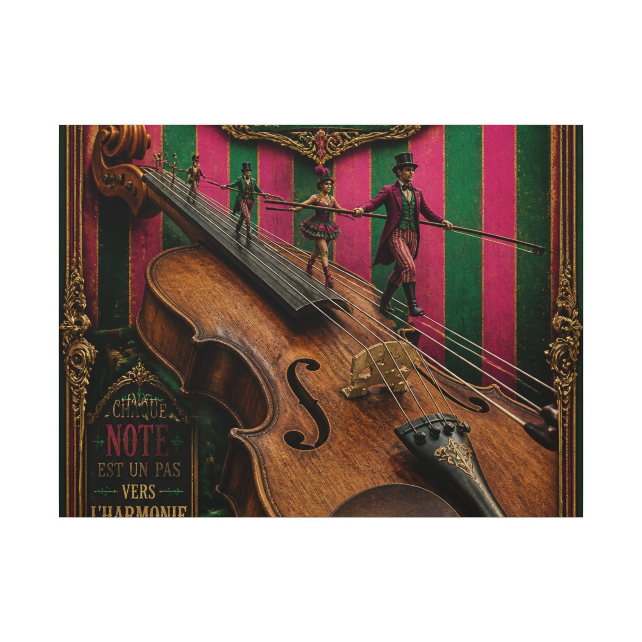 Violin Tightrope Bridge Wall Art Canvas 16×20 Baroque Home Office Decor Maximalist Print