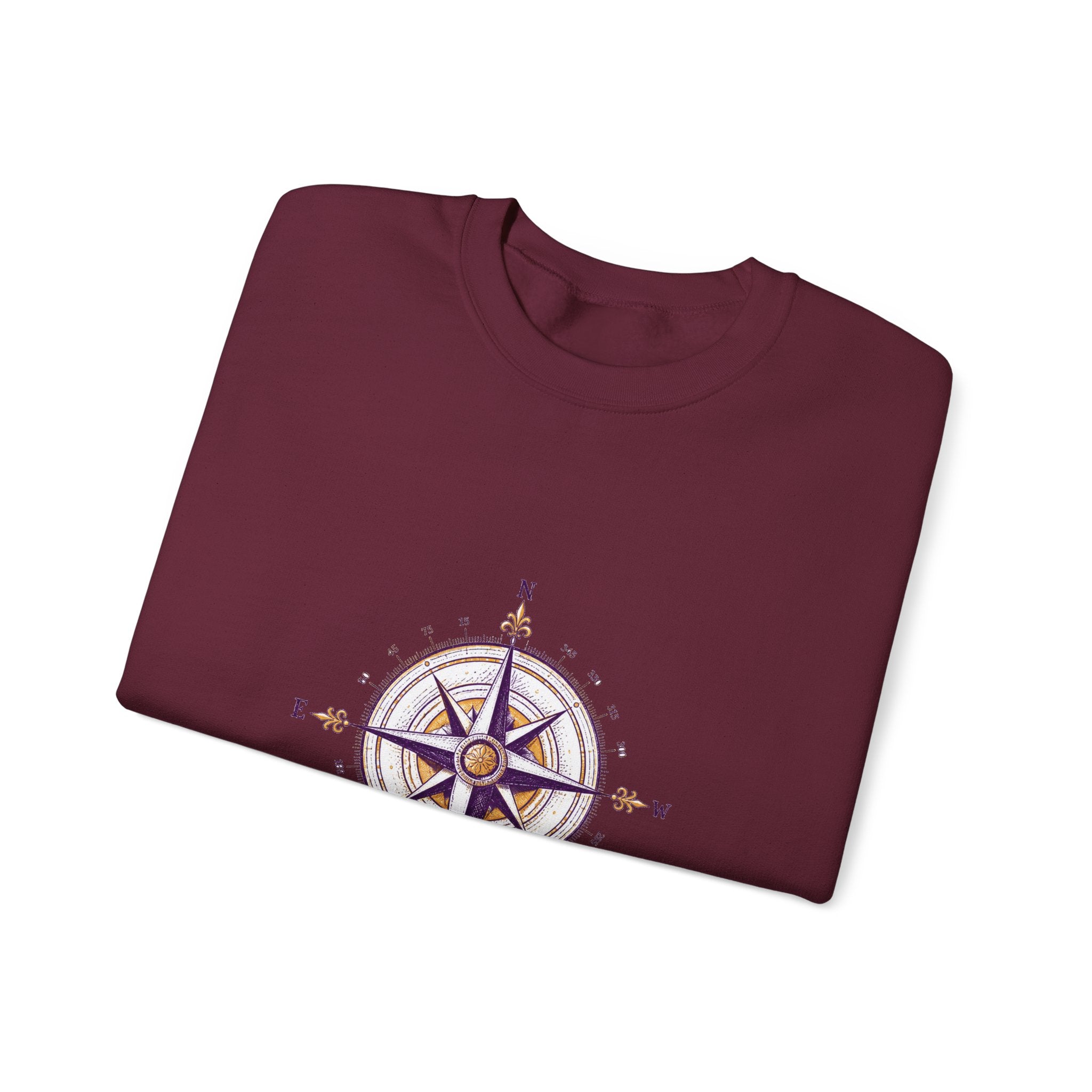 Matching Couple Sweatshirt - Compass North & South Matching Couple Comfort Colors Crew Hand-Drawn Art His Hers Anniversary Gift - Design B