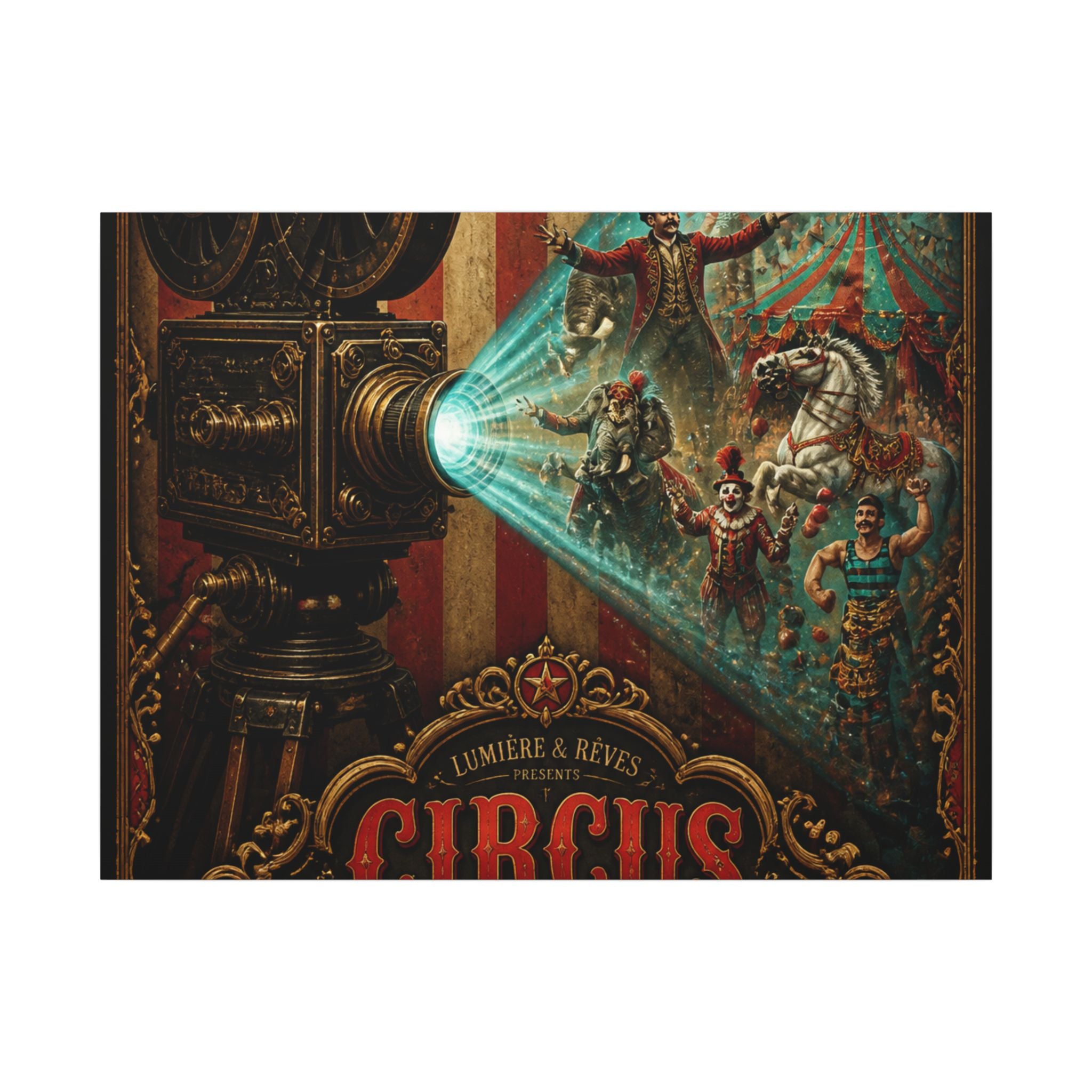 Film Camera Projector Show Wall Art Canvas 16×20 Baroque Home Office Decor Maximalist Print