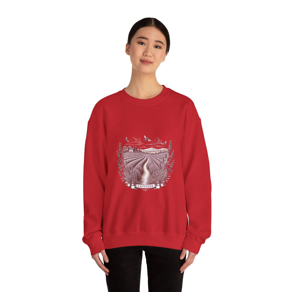Matching Couple Sweatshirt - Lavender Fields & Canyon Matching Couple Crewneck Sweatshirt Vintage Art His Hers Wedding Gift - Design A