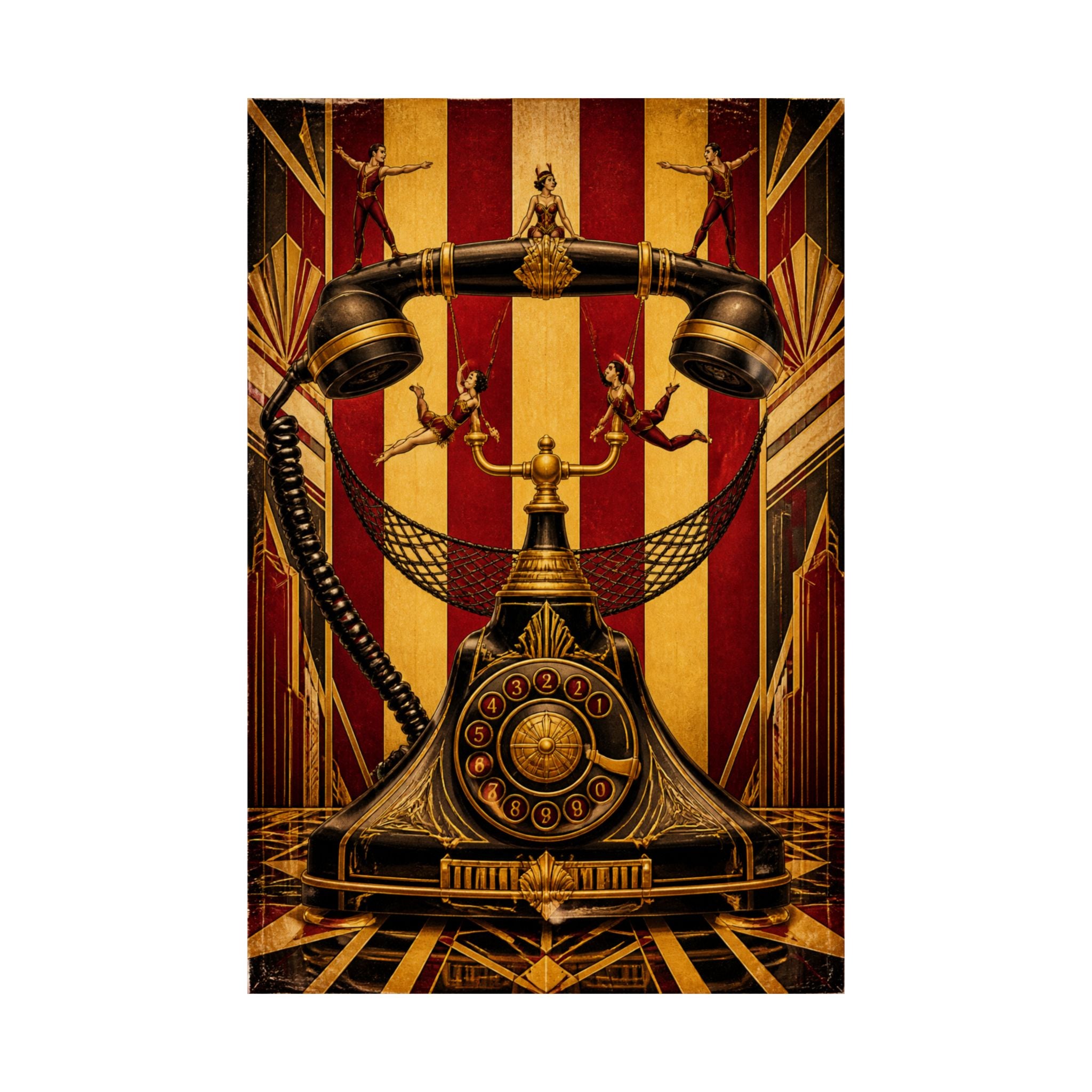 Vintage Telephone Booth Wall Art Poster 18×24 Art Deco Entryway Decor Maximalist Print
