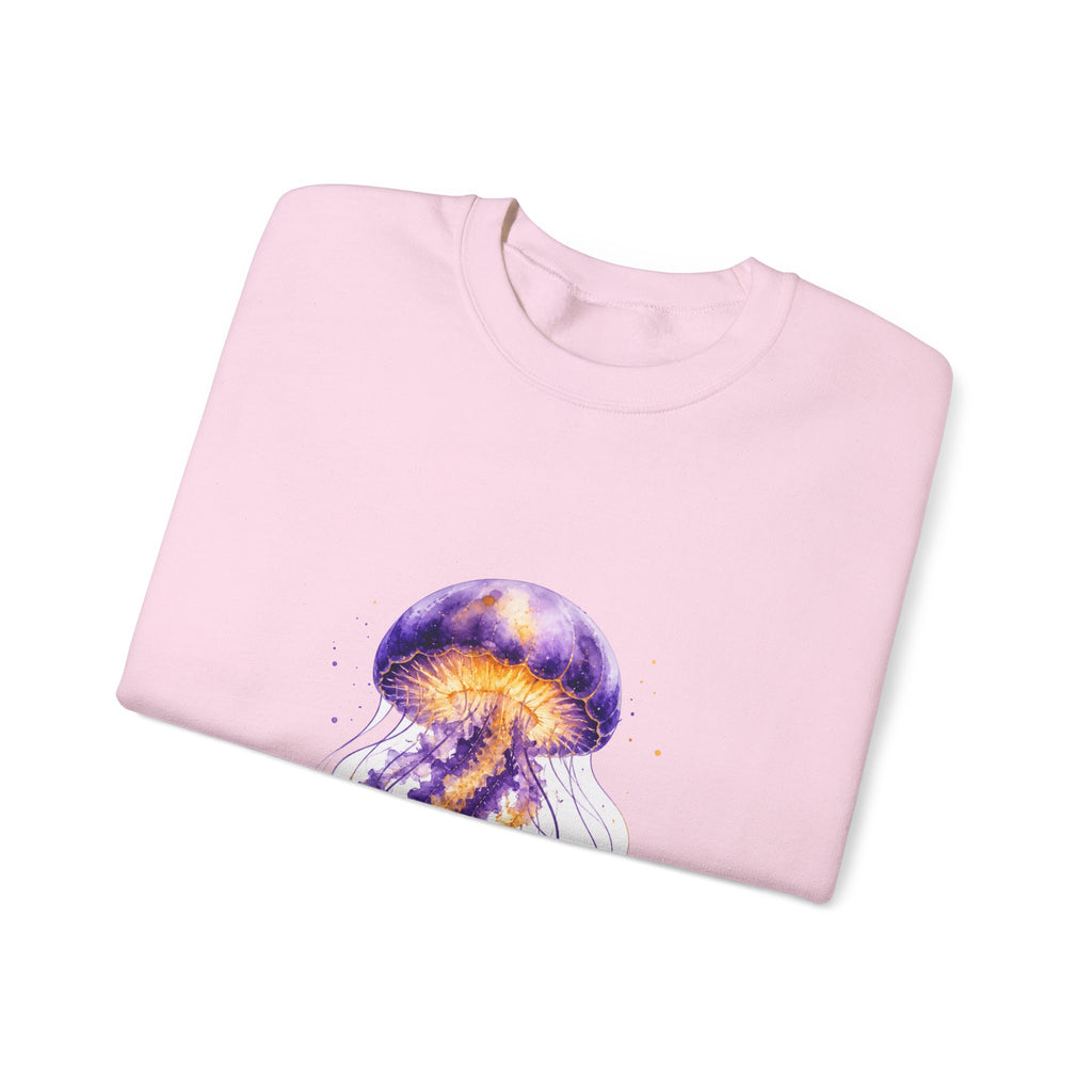 Matching Couple Sweatshirt - Octopus & Jellyfish Matching Couple Comfort Colors Crew Watercolor Art His Hers Birthday Gift - Design B
