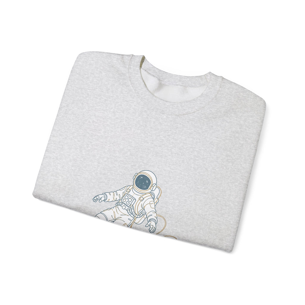 Matching Couple Sweatshirt - Astronaut & Planet Matching Couple Crewneck Sweatshirt Minimalist Art His Hers Valentine Gift - Design A