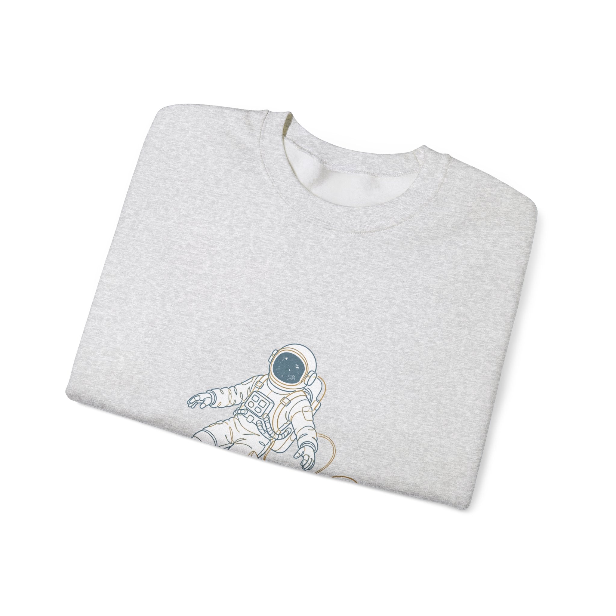 Matching Couple Sweatshirt - Astronaut & Planet Matching Couple Crewneck Sweatshirt Minimalist Art His Hers Valentine Gift - Design A