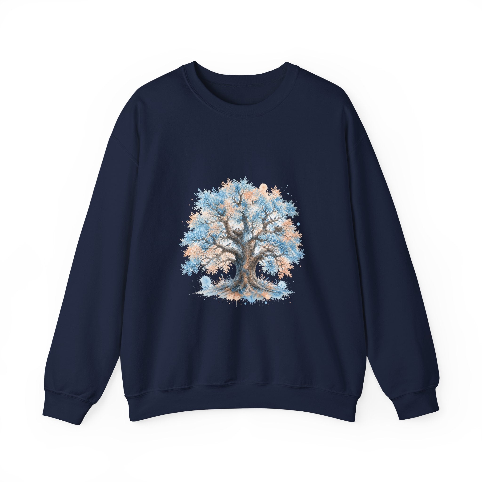 Matching Couple Sweatshirt - Ancient Oak & Deep Roots Matching Couple Crewneck Sweatshirt Watercolor Art His Hers Engagement Gift - Design A