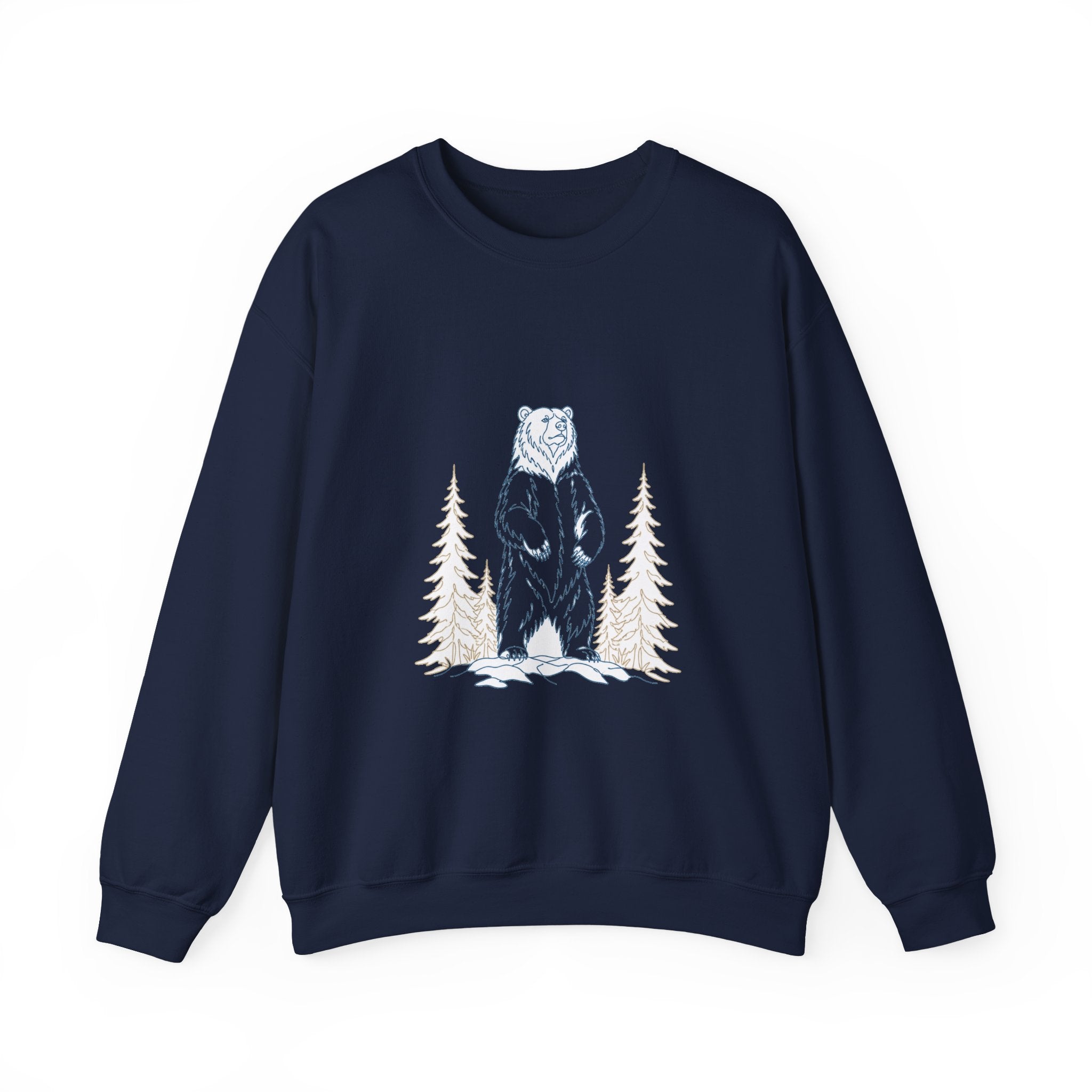 Matching Couple Sweatshirt - Bear & Deer Matching Couple Premium Fleece Sweatshirt Minimalist Art His Hers Christmas Gift - Design A