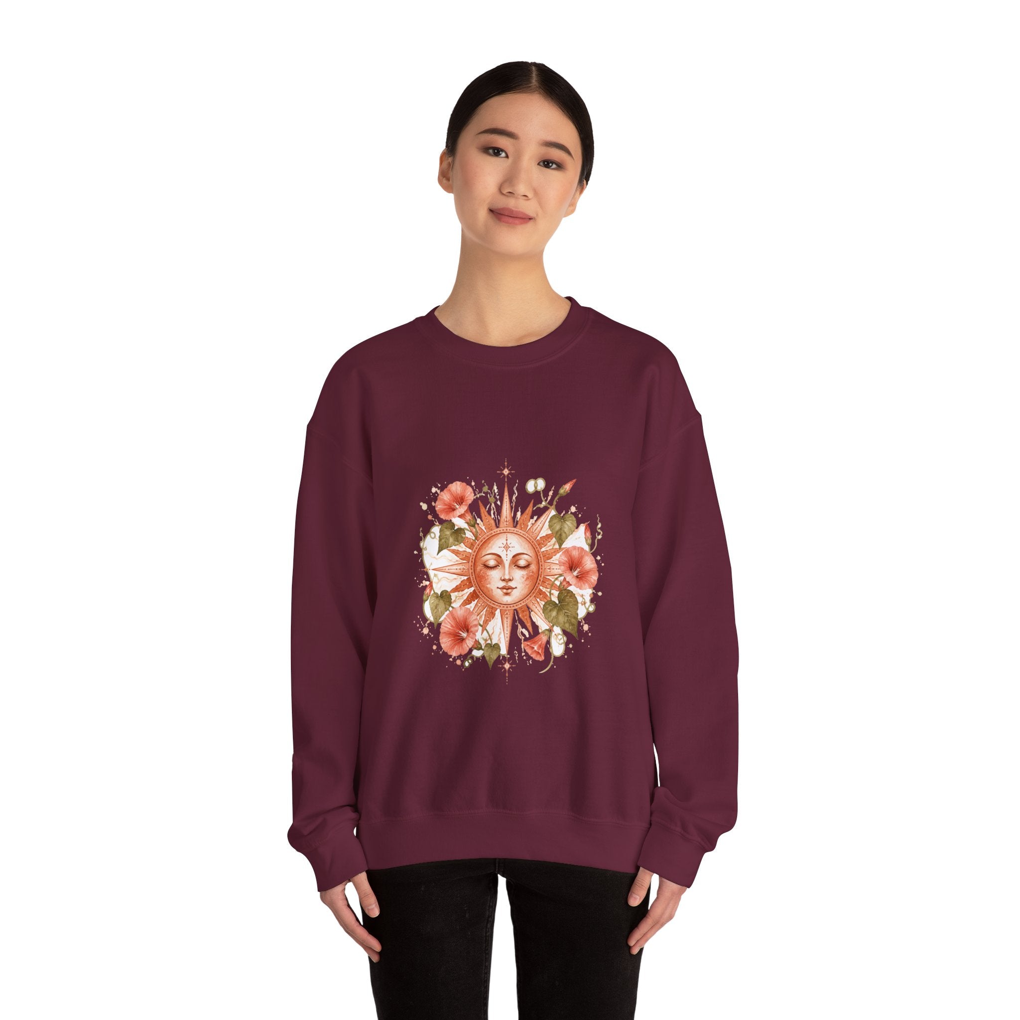 Matching Couple Sweatshirt - Sun & Moon Matching Couple Comfort Colors Crew Watercolor Art His Hers Birthday Gift - Design B