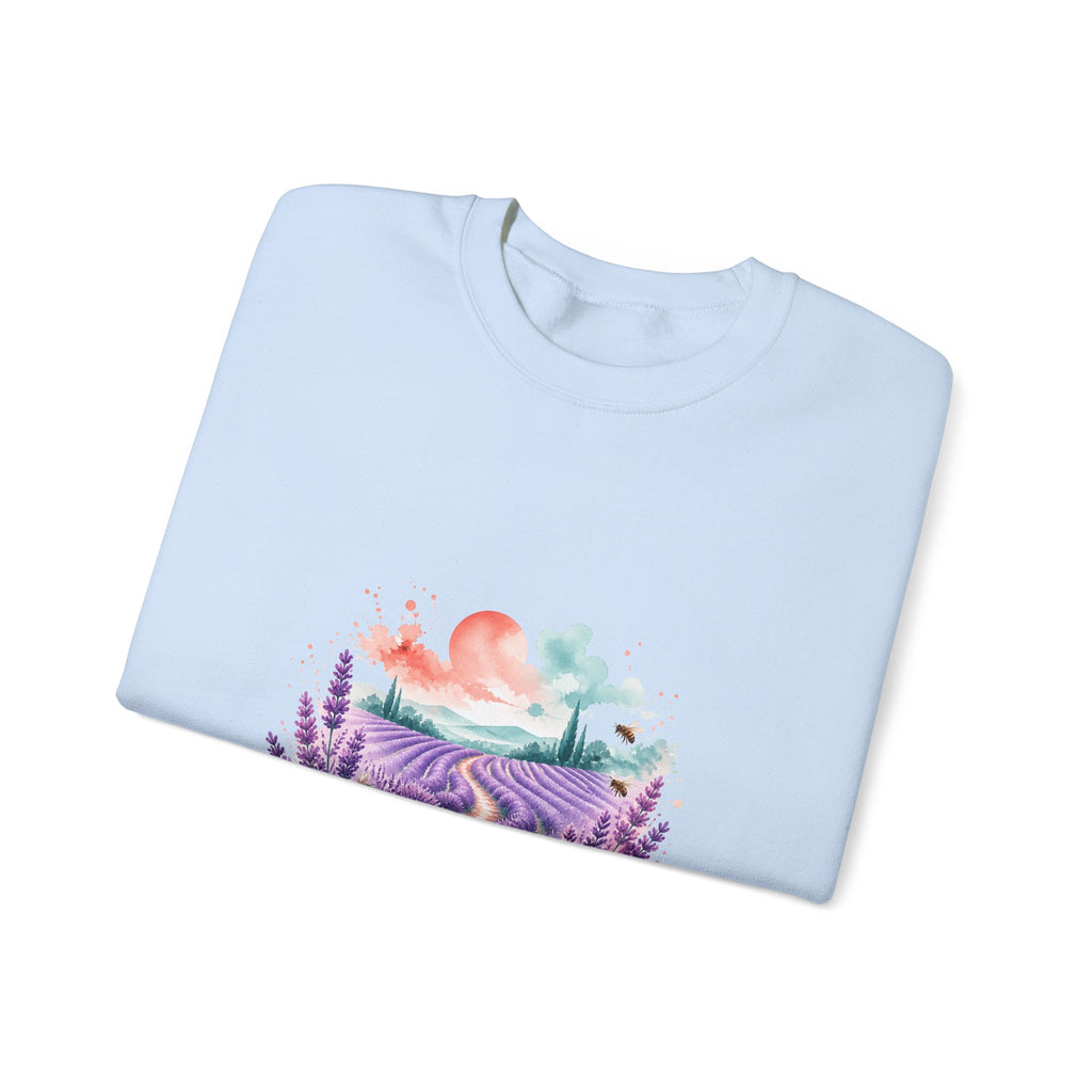 Matching Couple Sweatshirt - Lavender Fields & Canyon Matching Couple Comfort Colors Crew Watercolor Art His Hers Birthday Gift - Design A