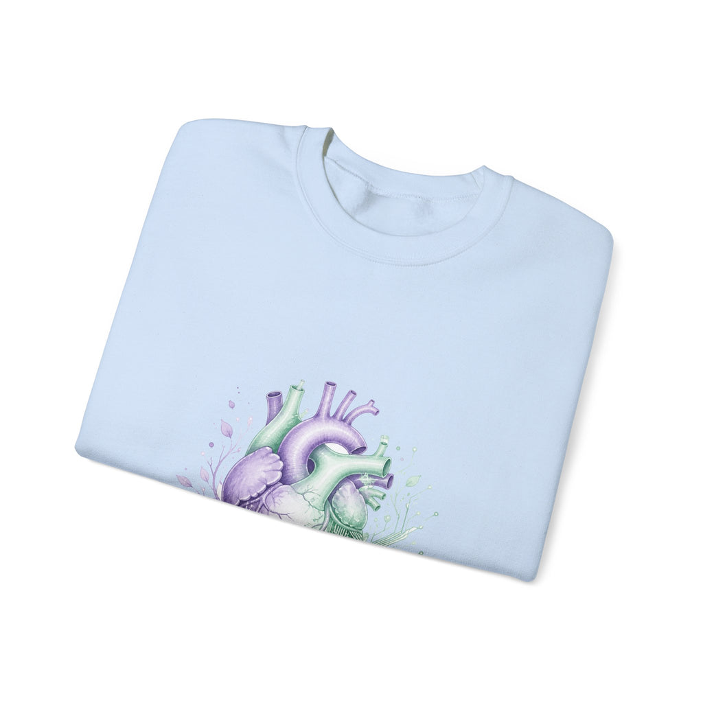 Matching Couple Sweatshirt - Robot & Heart Matching Couple Premium Fleece Sweatshirt Watercolor Art His Hers Birthday Gift - Design B