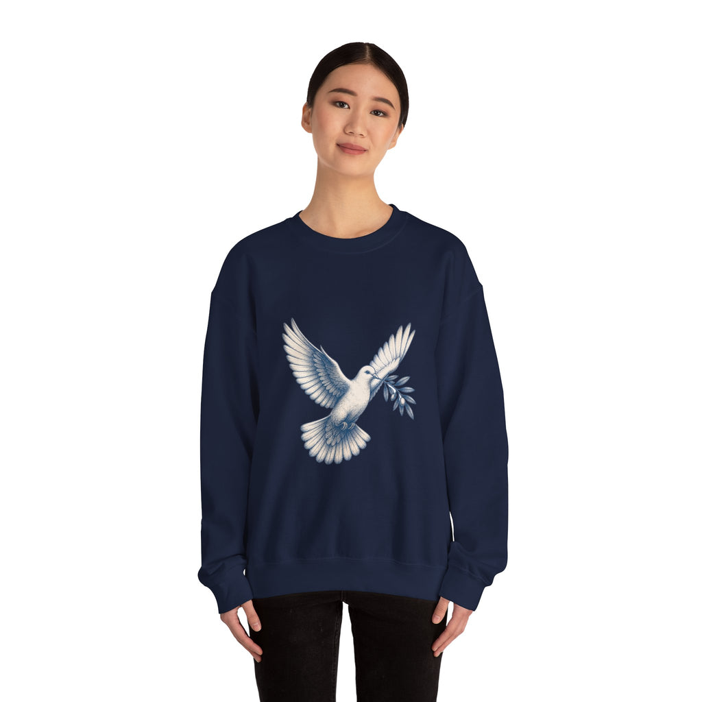 Matching Couple Sweatshirt - Wolf & Dove Matching Couple Premium Fleece Sweatshirt Hand-Drawn Art His Hers Anniversary Gift - Design B