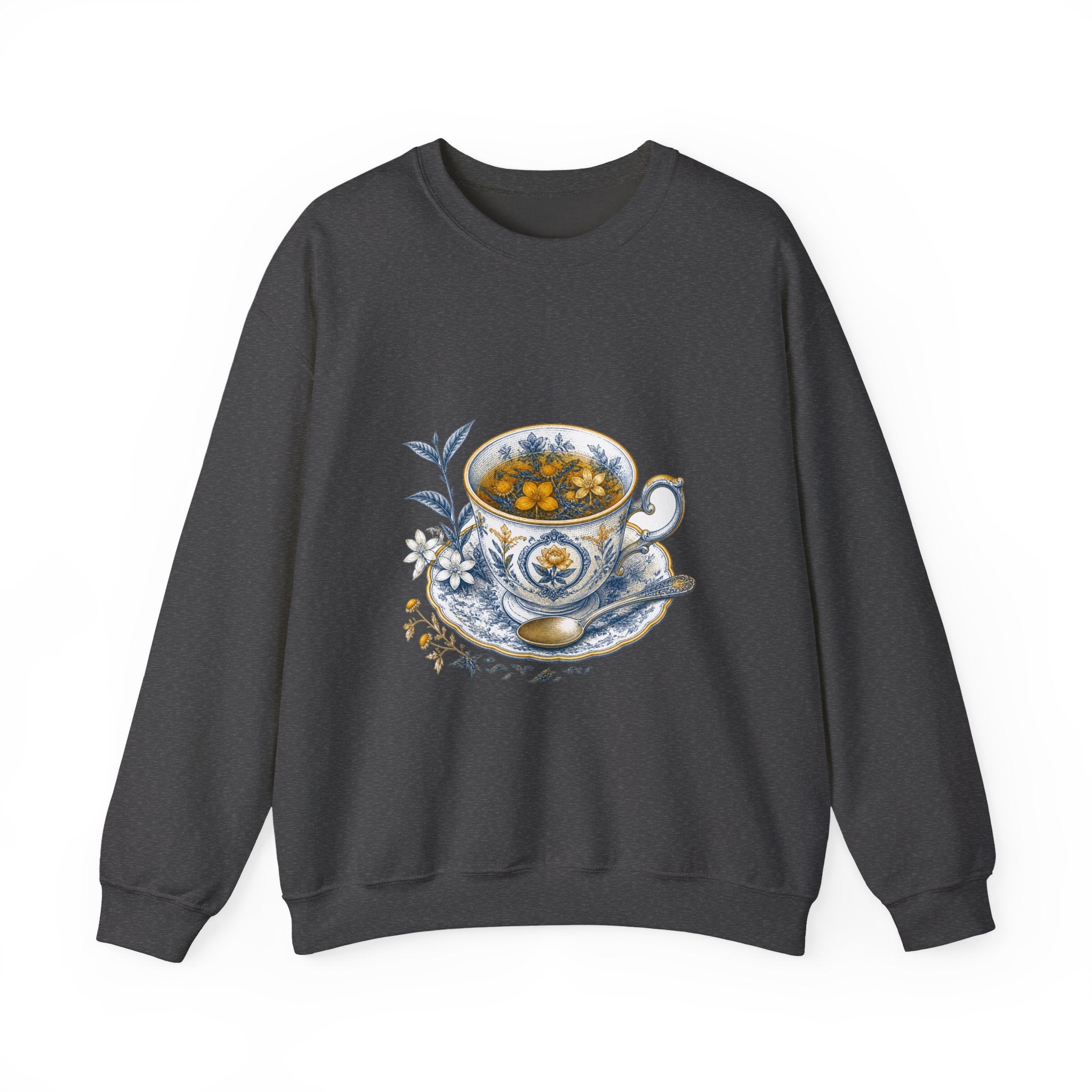 Matching Couple Sweatshirt - Coffee & Tea Matching Couple Crewneck Sweatshirt Vintage Art His Hers Wedding Gift - Design B