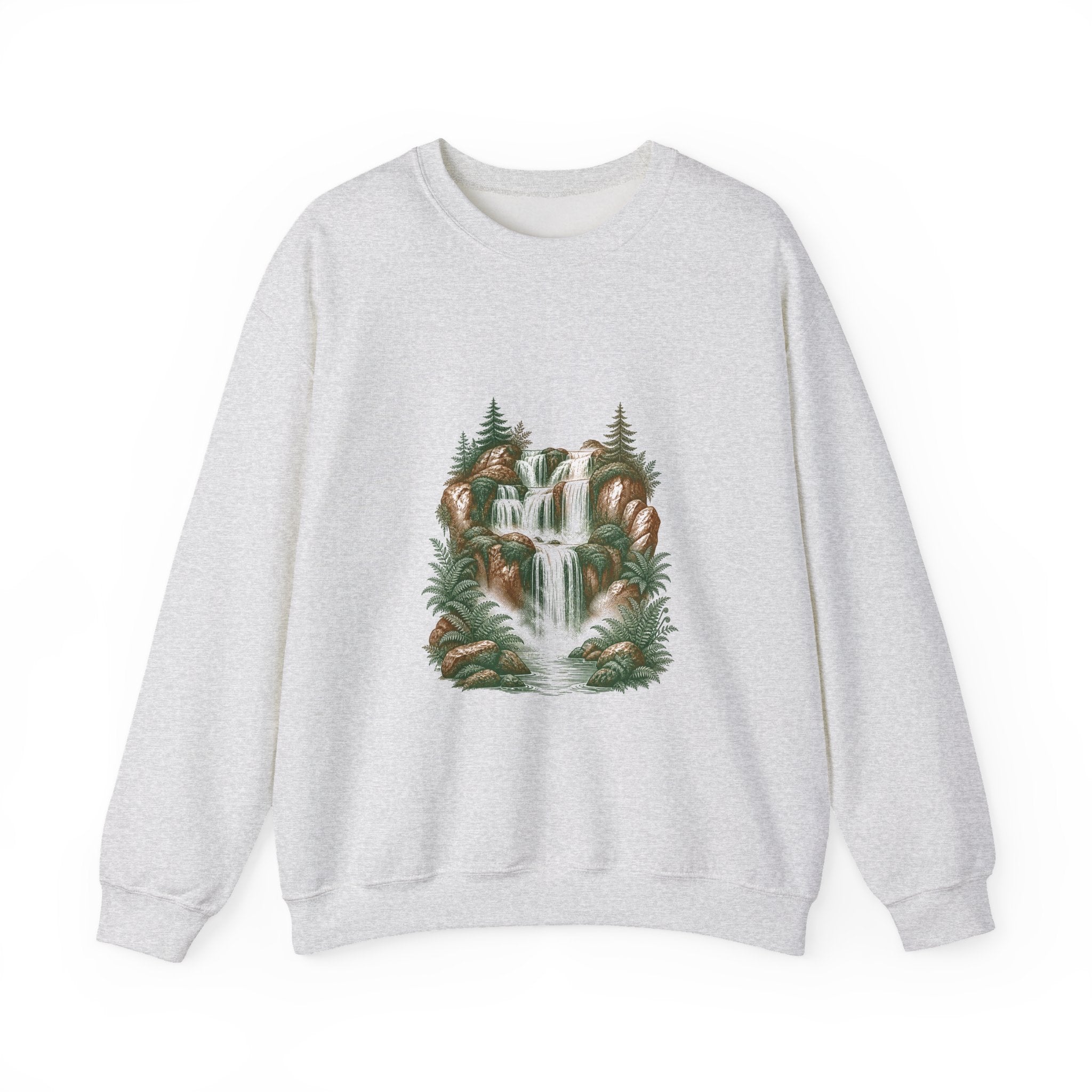 Matching Couple Sweatshirt - Wildfire & Waterfall Matching Couple Comfort Colors Crew Vintage Art His Hers Honeymoon Gift - Design B