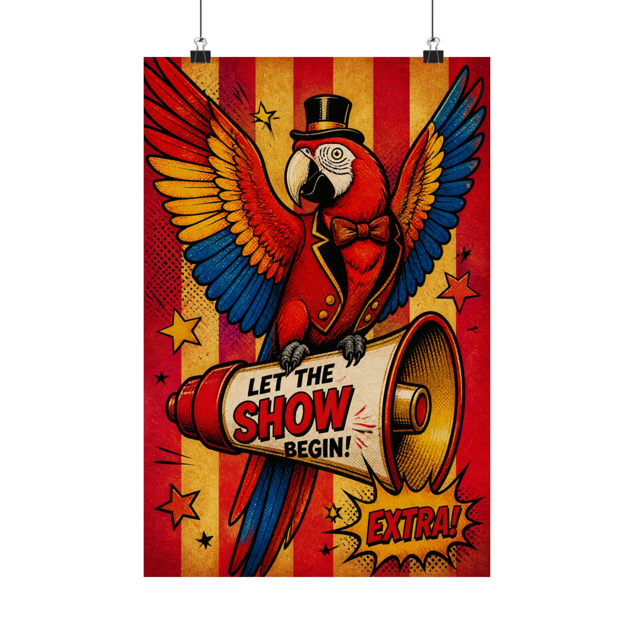 Parrot Ringmaster Wall Art Poster 24×36 Pop Art Restaurant Decor Maximalist Print