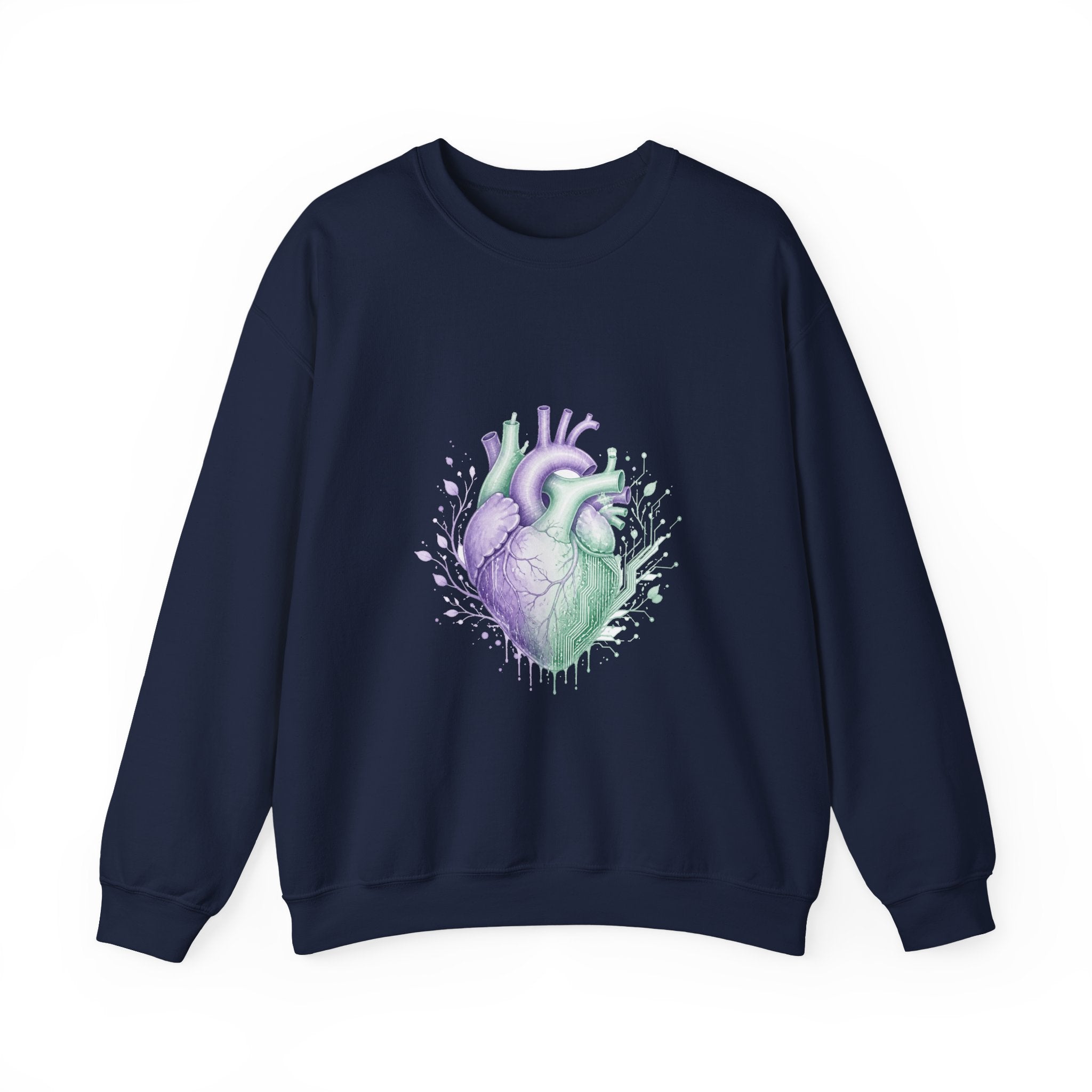 Matching Couple Sweatshirt - Robot & Heart Matching Couple Premium Fleece Sweatshirt Watercolor Art His Hers Birthday Gift - Design B