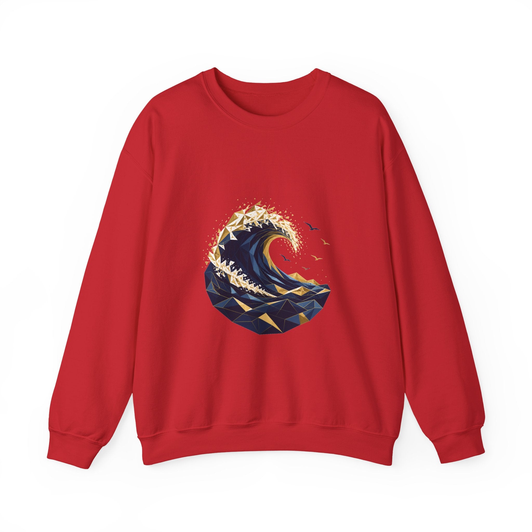 Matching Couple Sweatshirt - Mountain & Ocean Matching Couple Crewneck Sweatshirt Geometric Art His Hers Couple Gift - Design B
